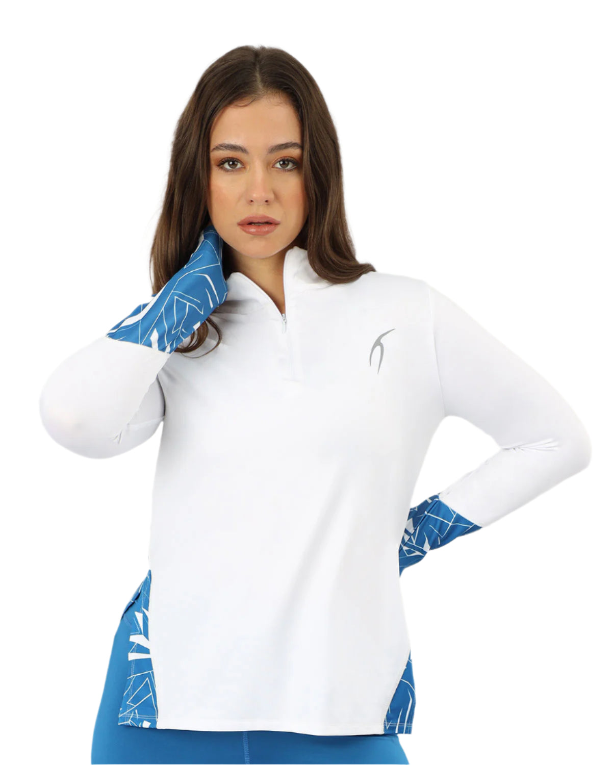 Women's Quarter Zip White Top-Atum -61423275