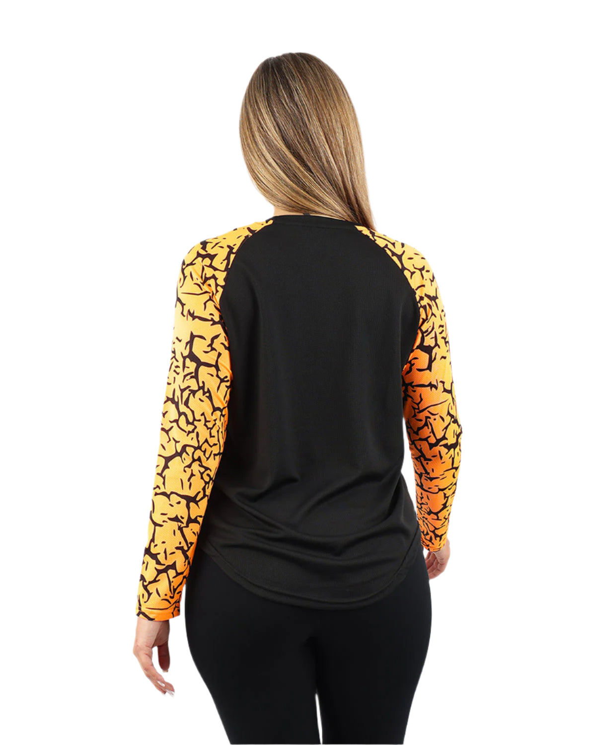 Crew Neck Long Sleeve Orange Top-Atum -40492991