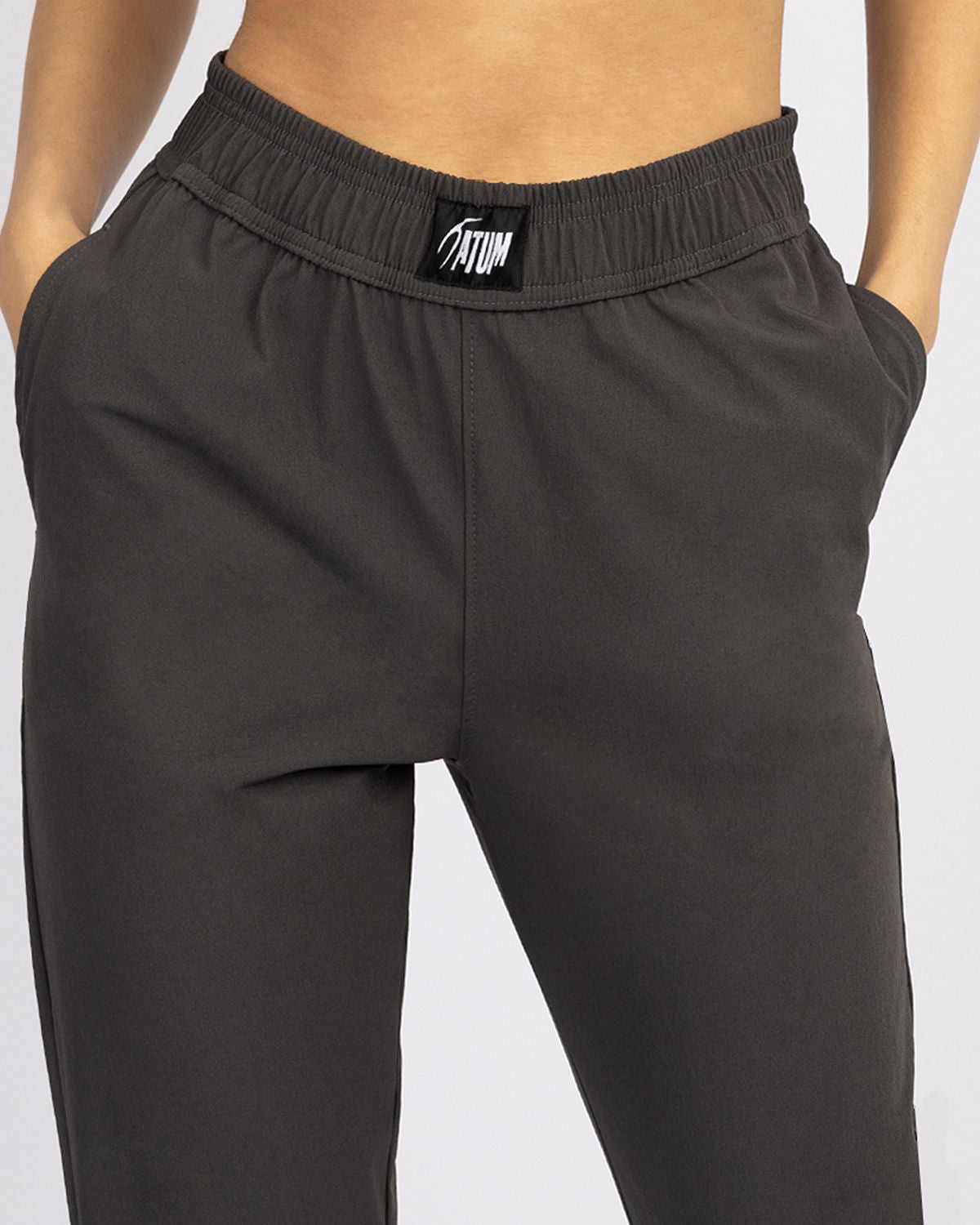 Slit Zipper Gray Women's Pants-Atum -6418542