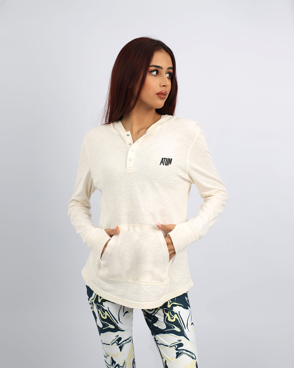 Women's Hooded White T-Shirt-Atum -35198077