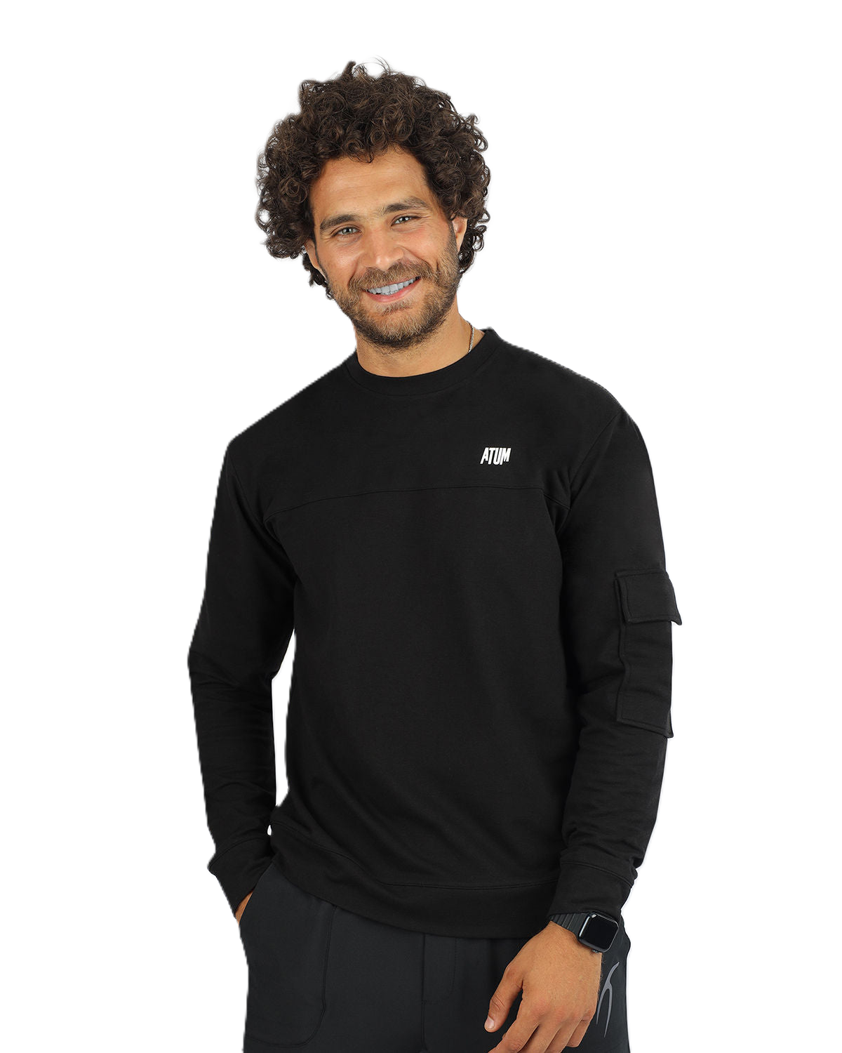 Men's Long-Sleeve Black T-Shirt-Atum -89446514
