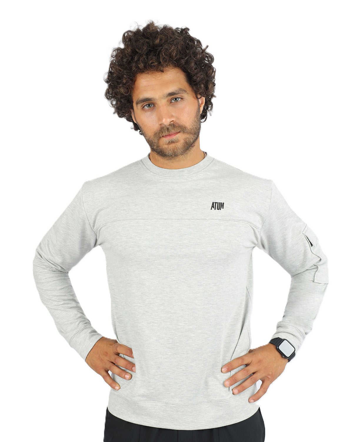 Men's Long-Sleeve Gray T-Shirt-Atum -75636278