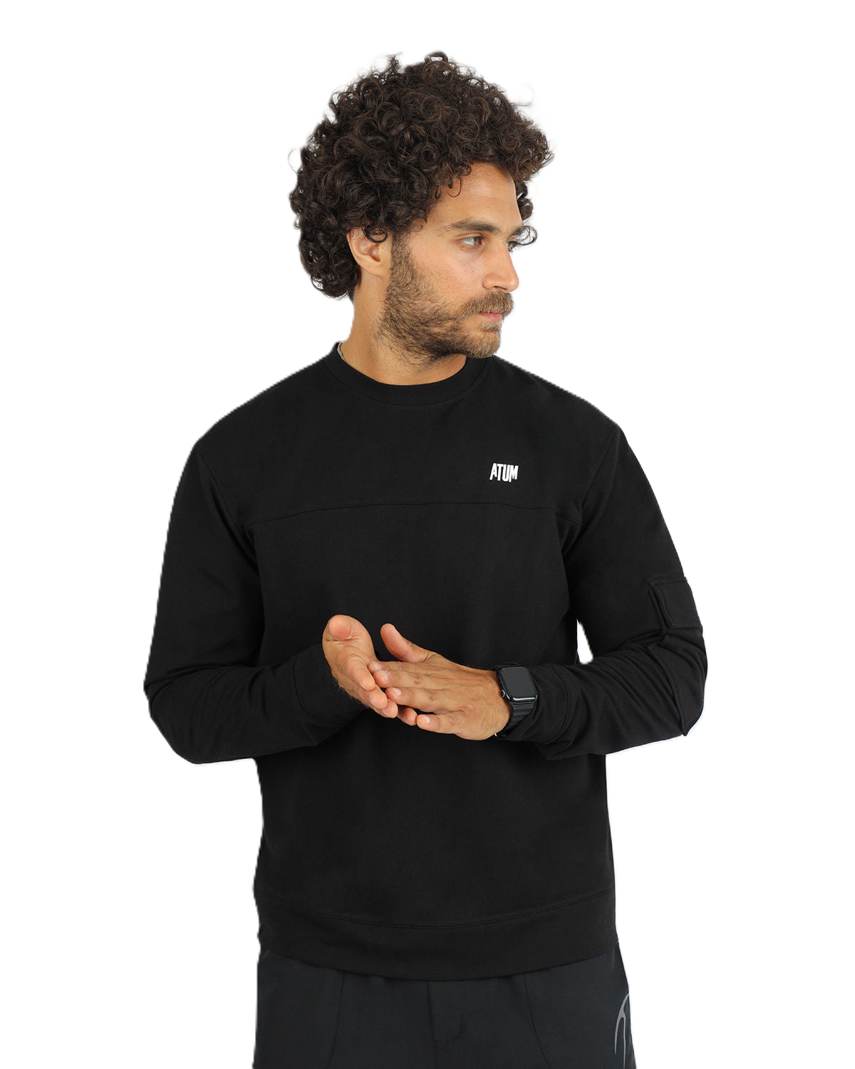 Men's Long-Sleeve Black T-Shirt-Atum -57841847