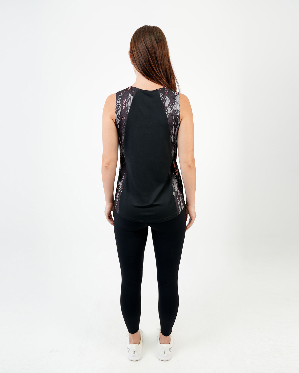 Marble Printed Black Tank Top-Atum -91358386