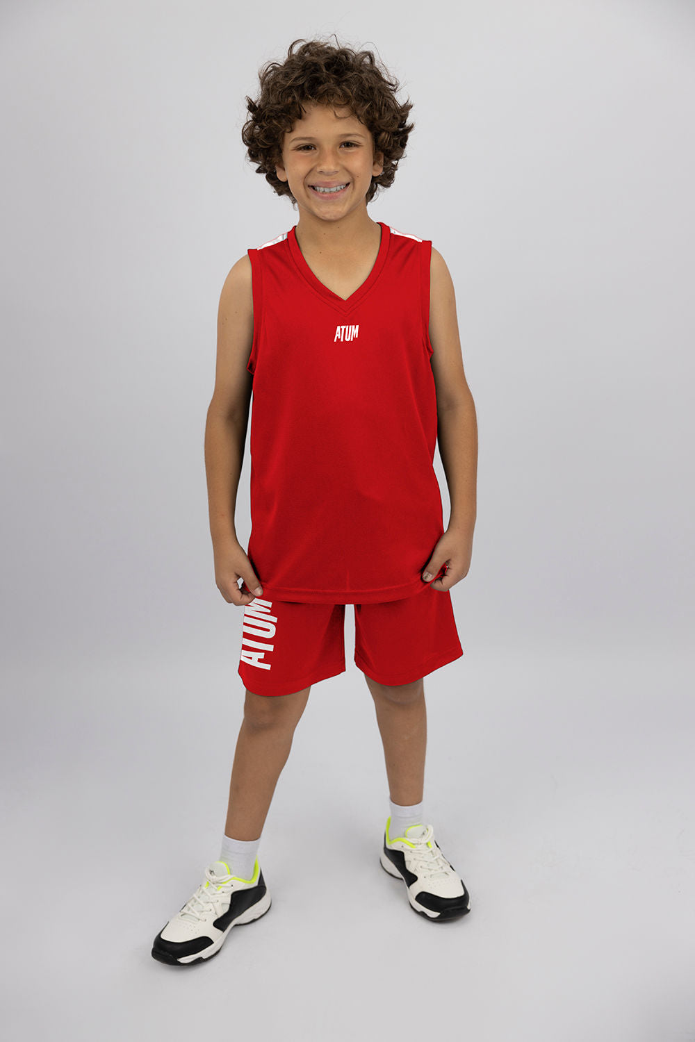 Basic Vneck Red Tank Top-Atum -29195459