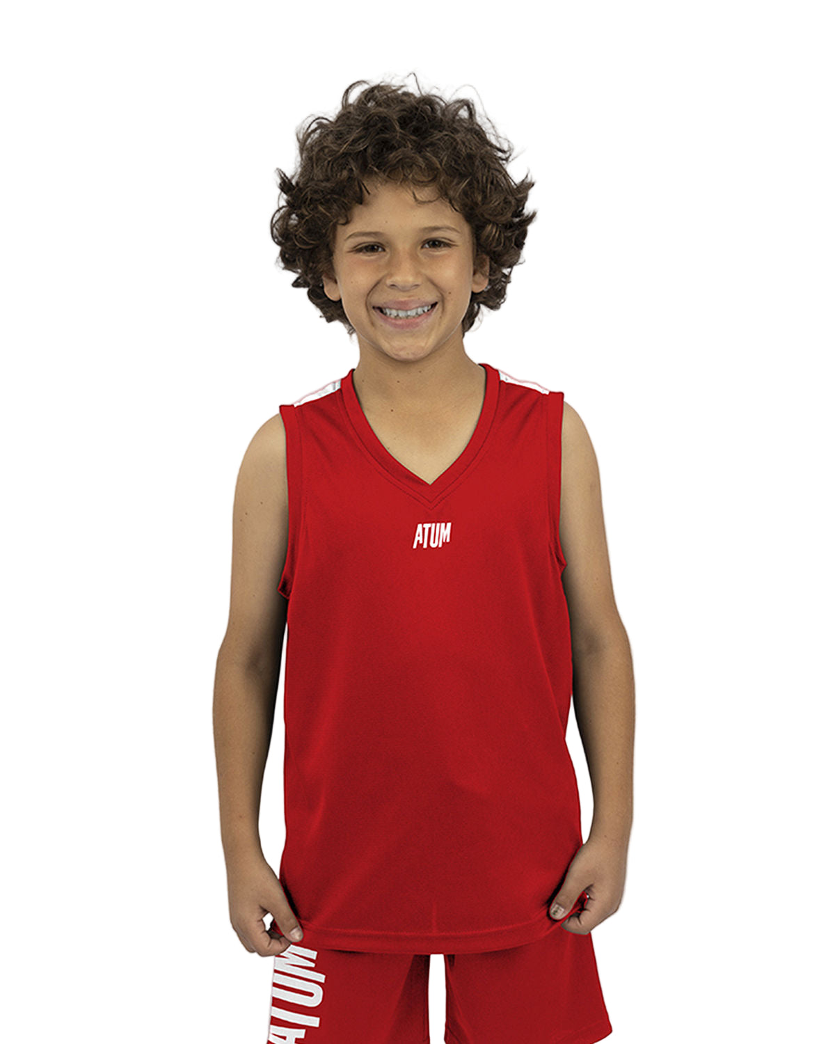 Basic Vneck Red Tank Top-Atum -52973008
