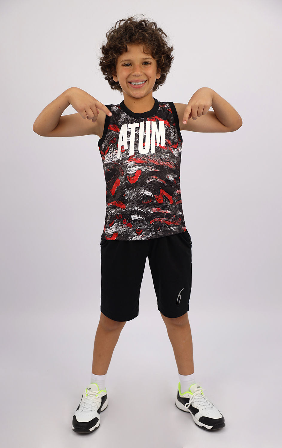 Boy's Printed Red Tank Top-Atum -84318782