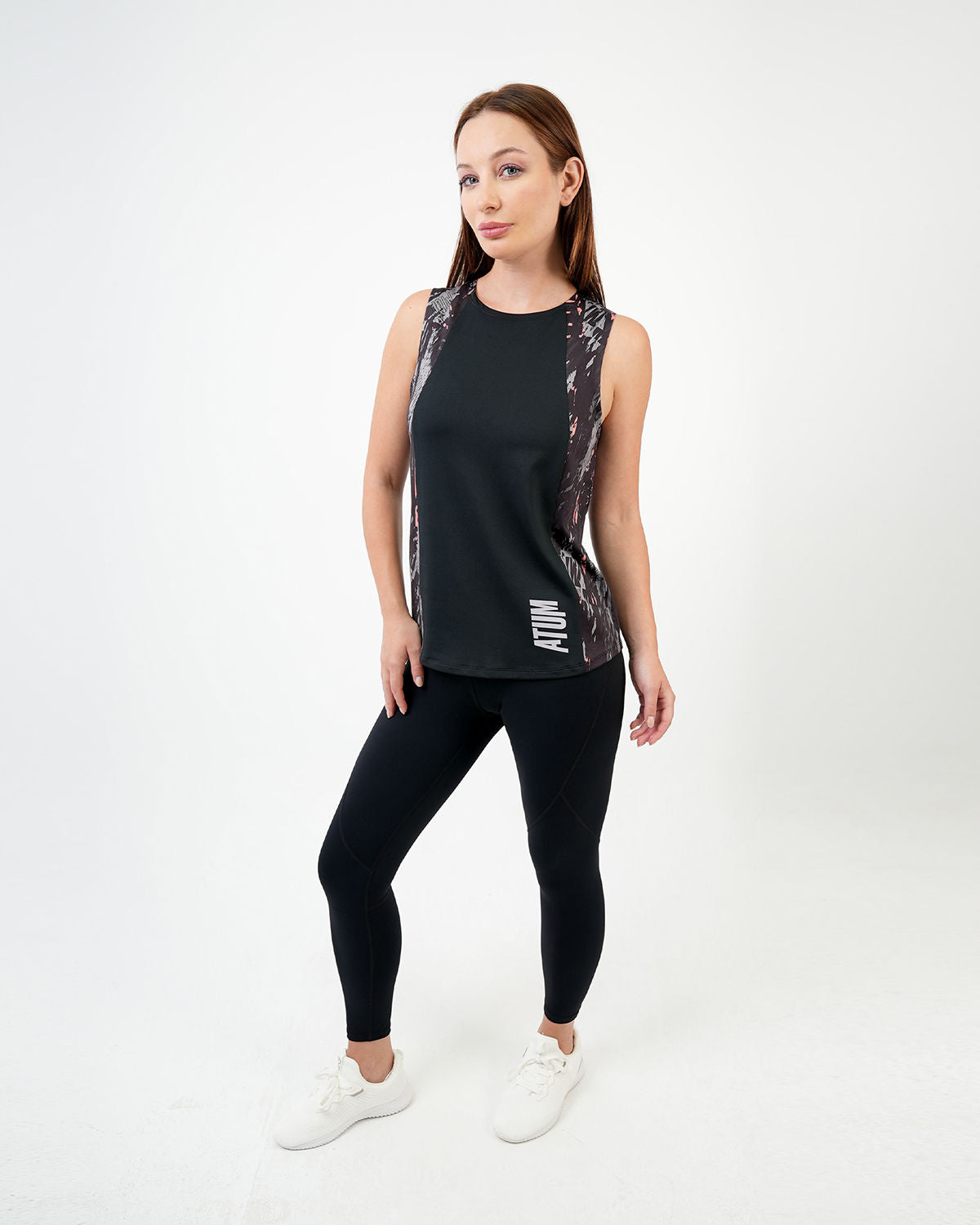 Marble Printed Black Tank Top-Atum -15287901
