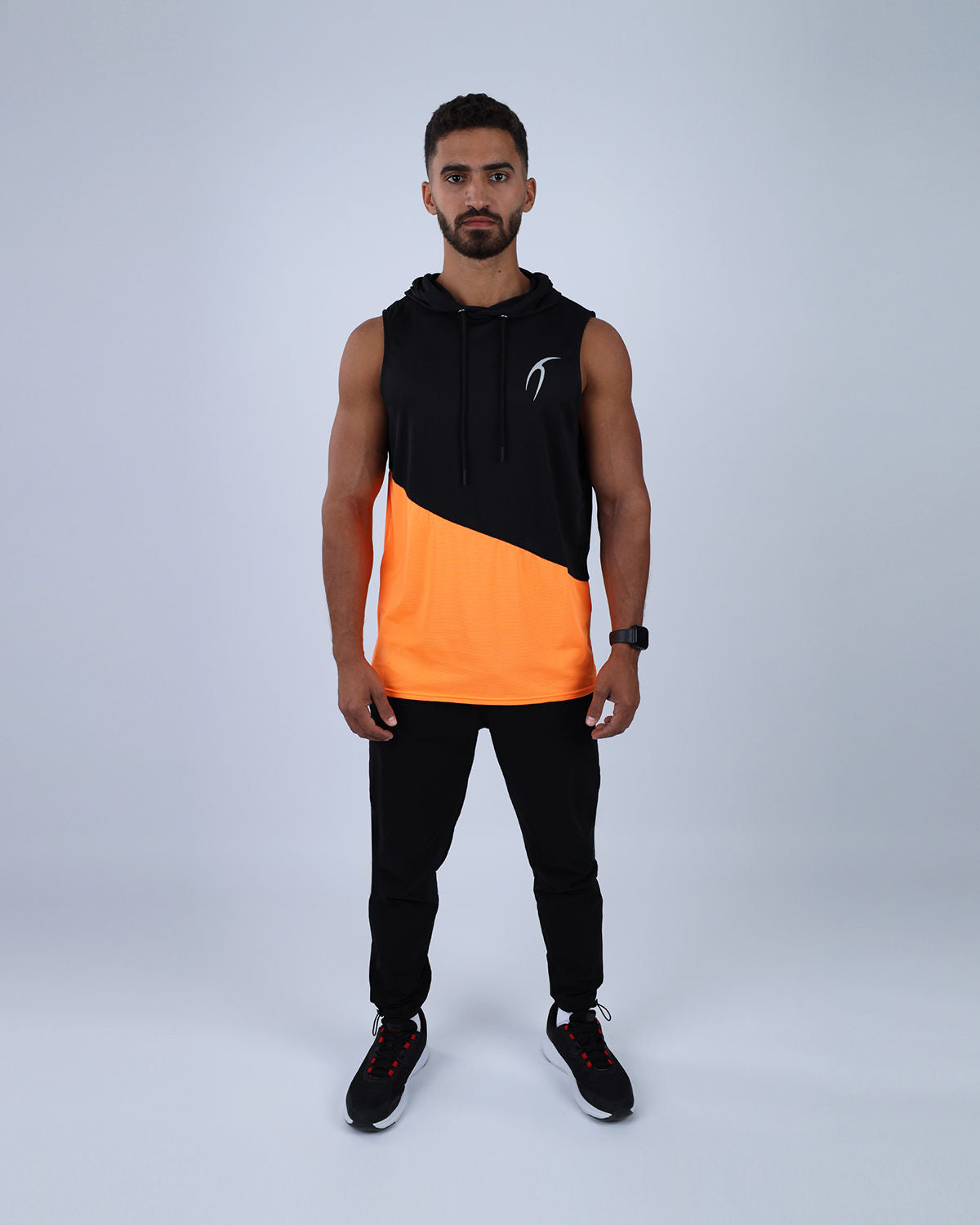Sleeveless Breathable Orange Hoodie-Atum -58125607