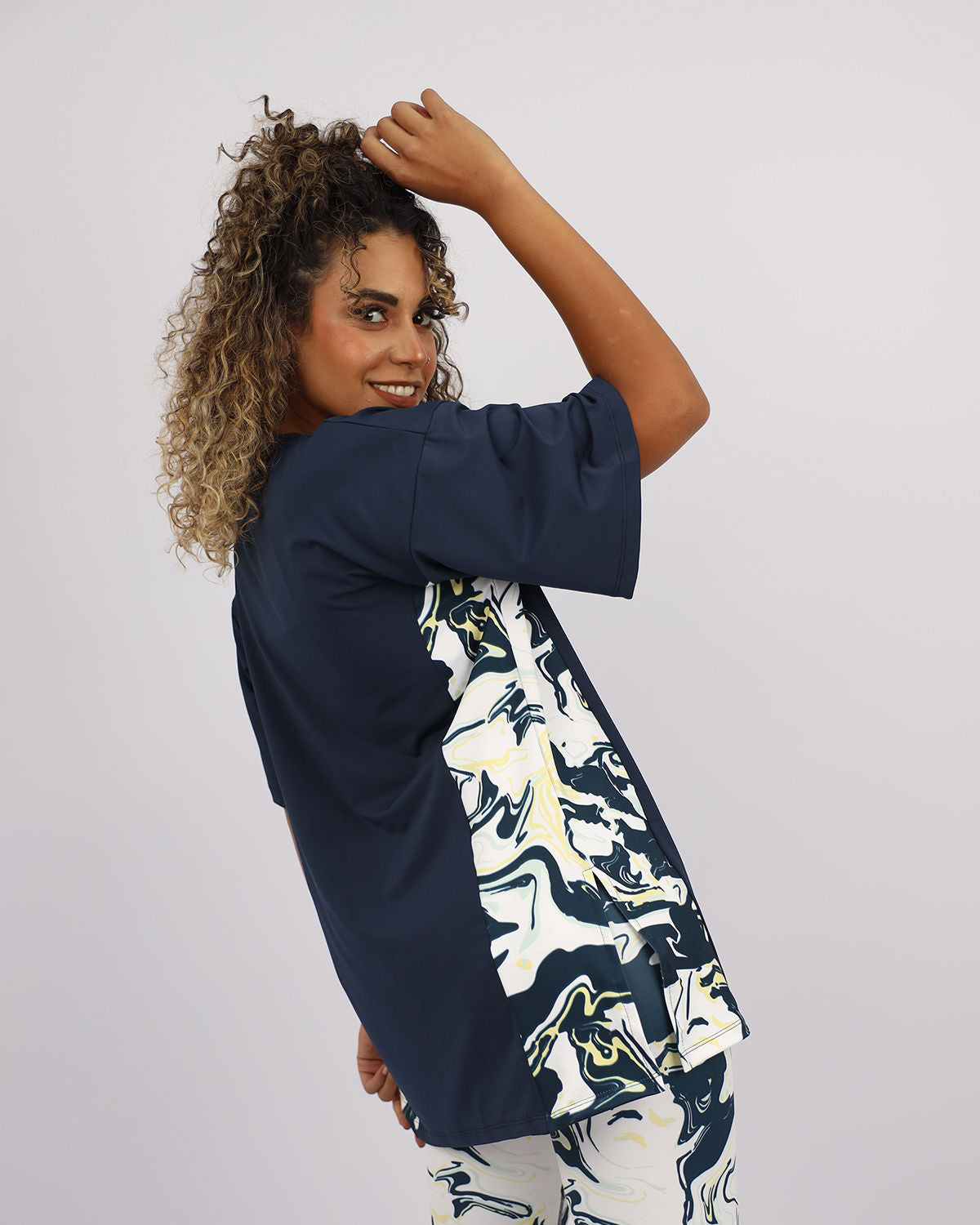 Women's Oversized Navy T-Shirt-Atum -20652196