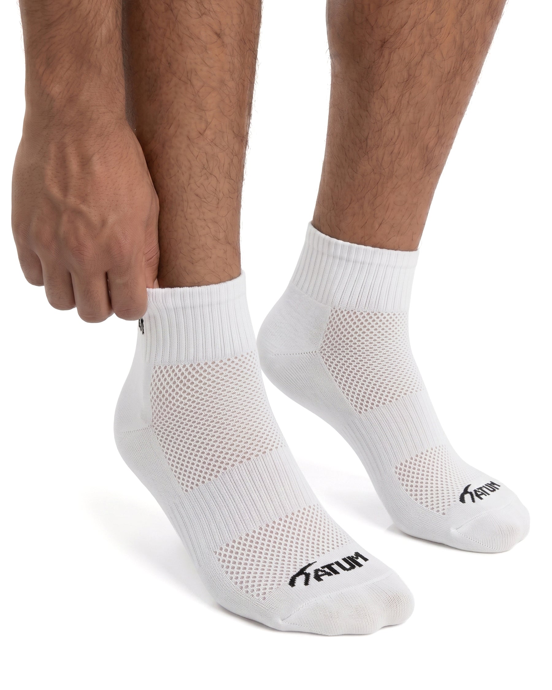 Unisex White Half Socks With Net-Atum -97306845