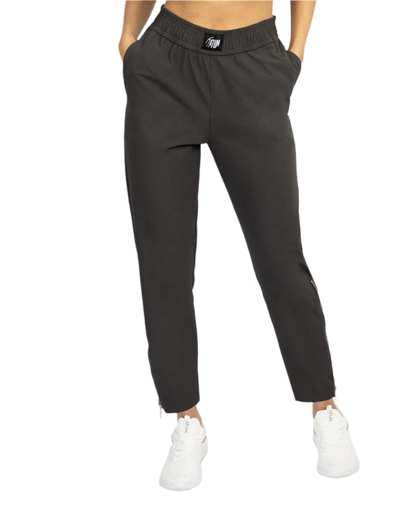 Slit Zipper Gray Women's Pants-Atum -78383774