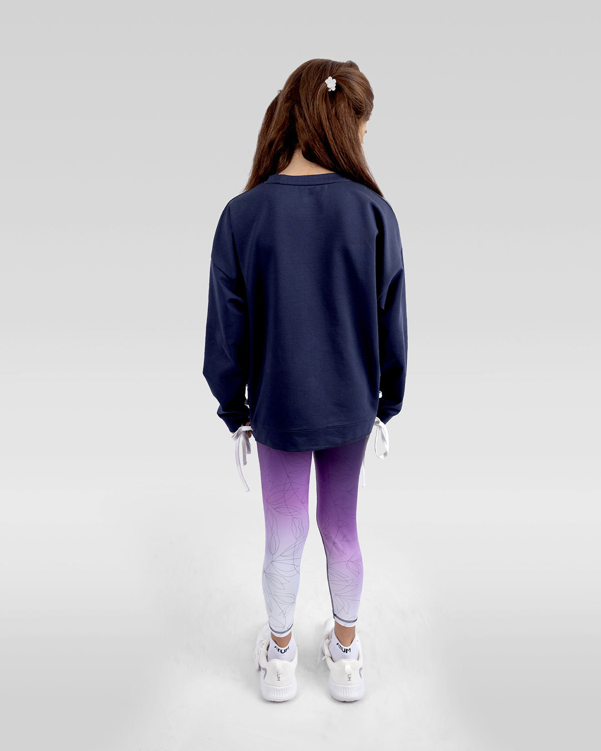 Girls Cropped Navy Sweatshirt-Atum -24324497