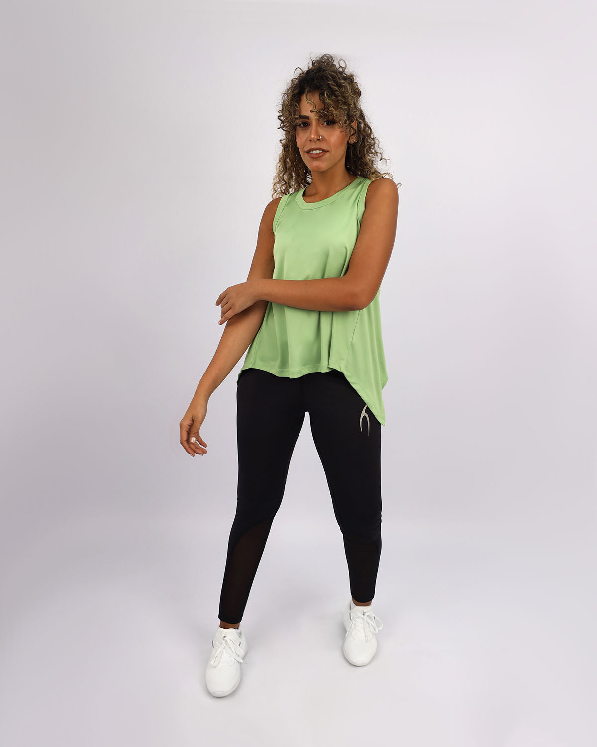 Women's Cross Back Green Top-Atum -39007287