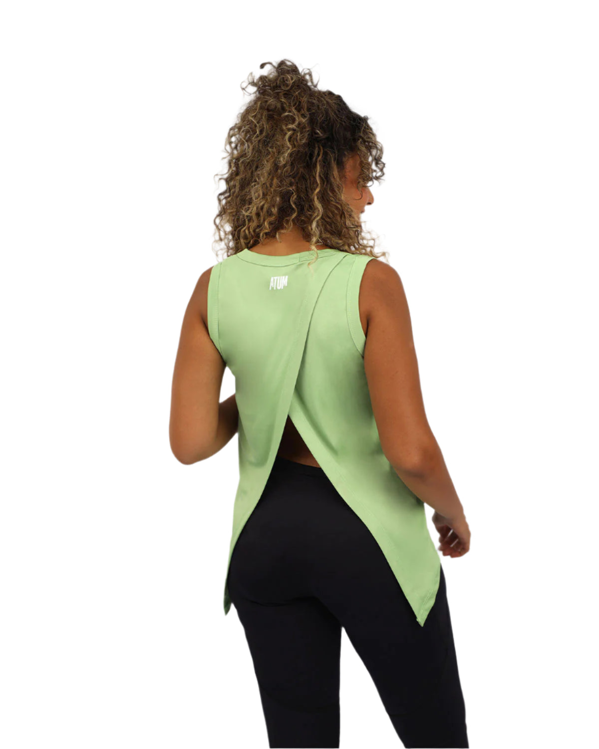 Women's Cross Back Green Top-Atum -23030181