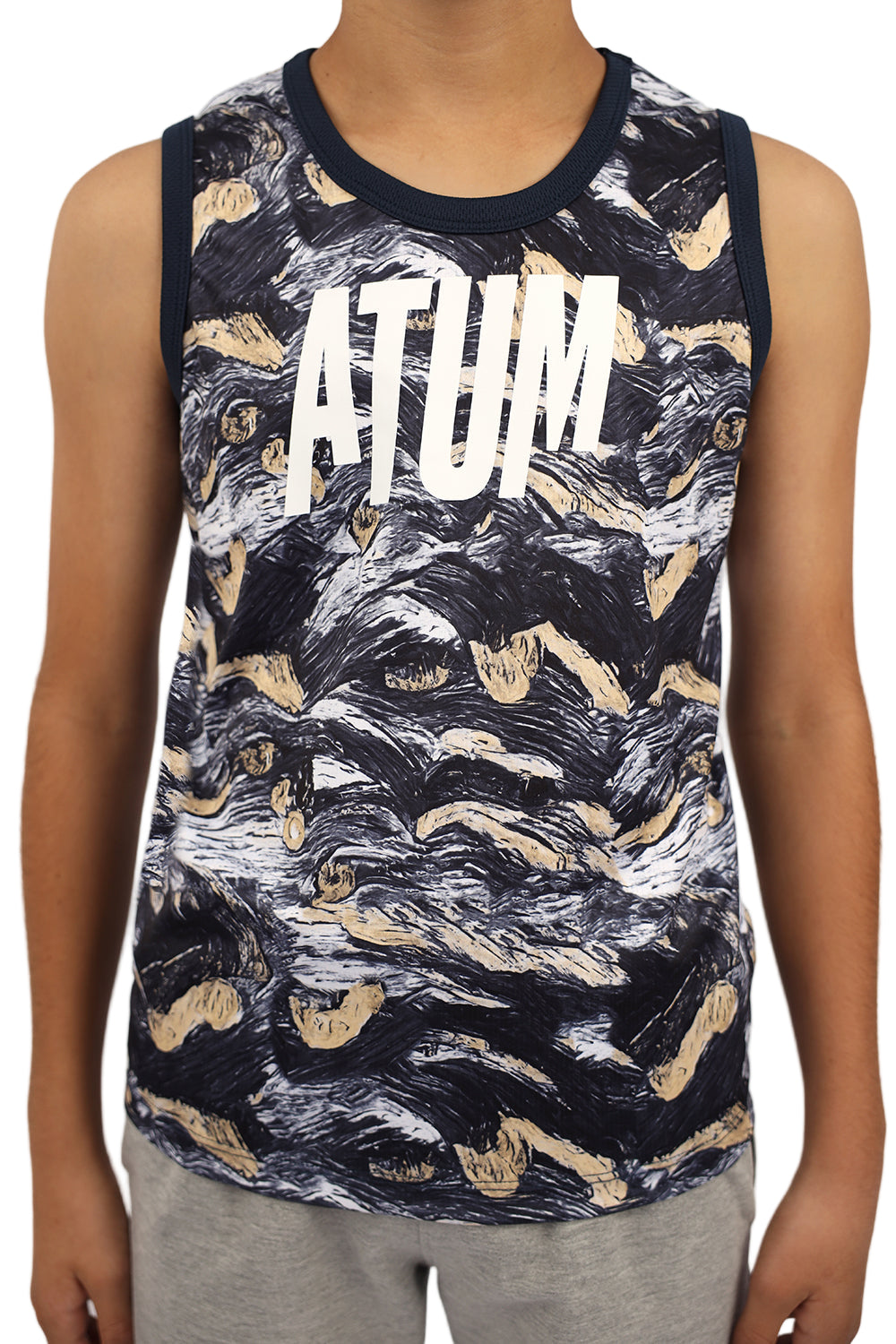 Boy's Printed Navy Tank Top-Atum -1702761