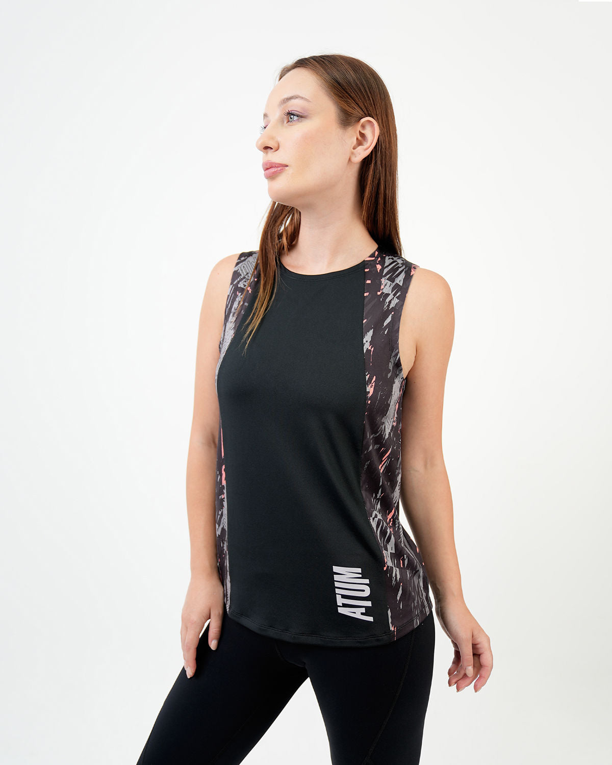 Marble Printed Black Tank Top-Atum -14562779