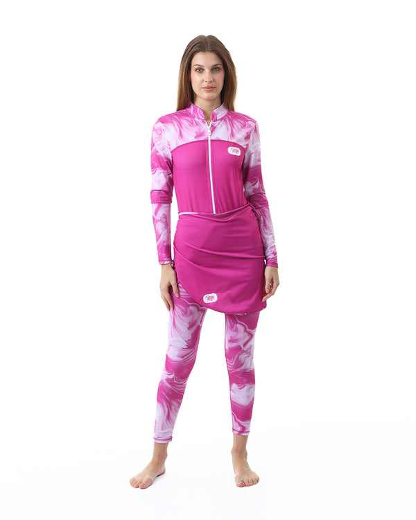Aqua Bloom Pink Swimsuit Set-Atum -73703935