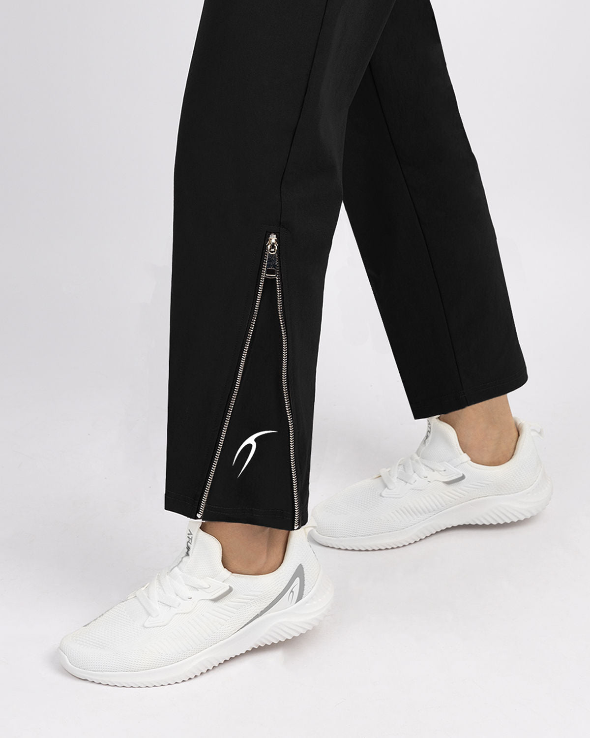 Slit Zipper Black Women's Pants-Atum -94264577