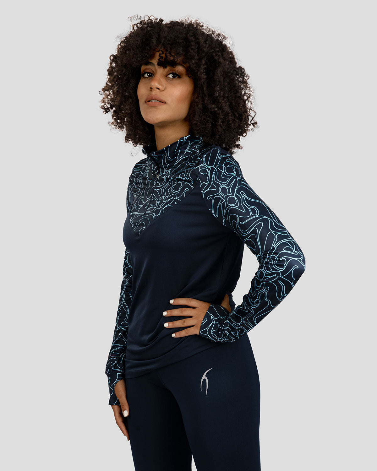 High-Neck Limitless Navy Top-Atum -99698266