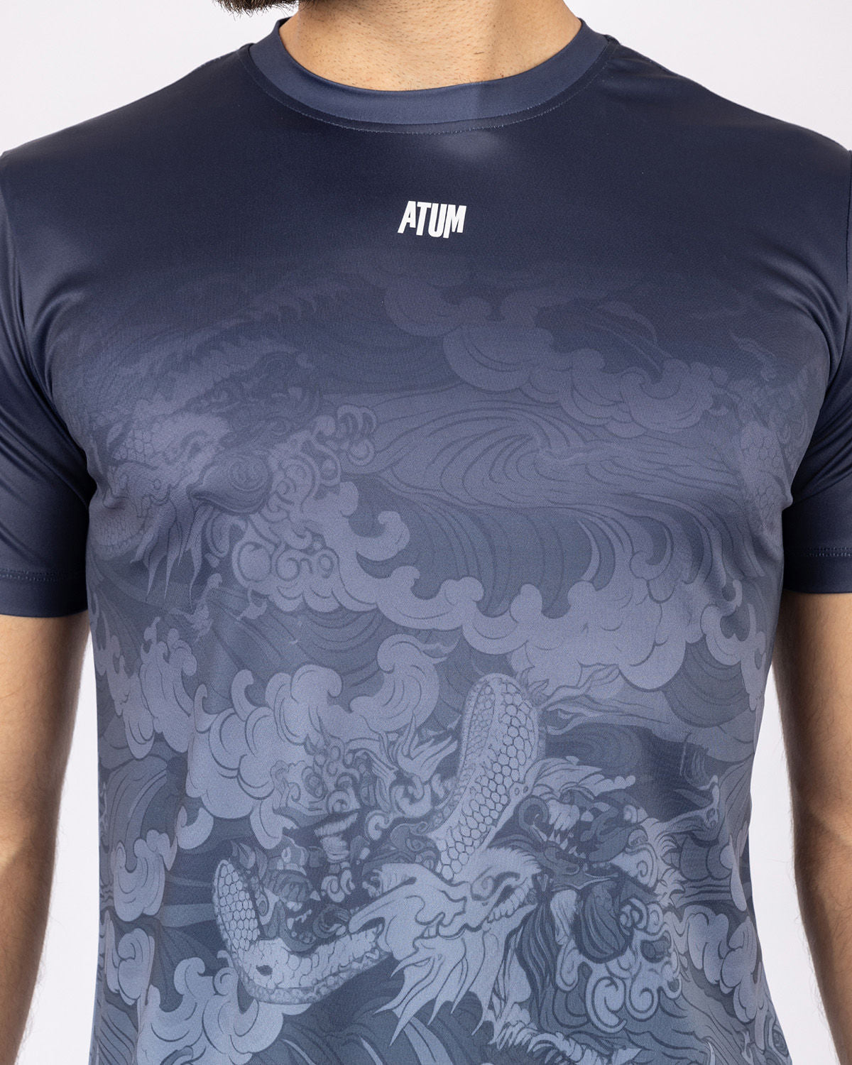 Round Printed Navy T-Shirt-Atum -7240916