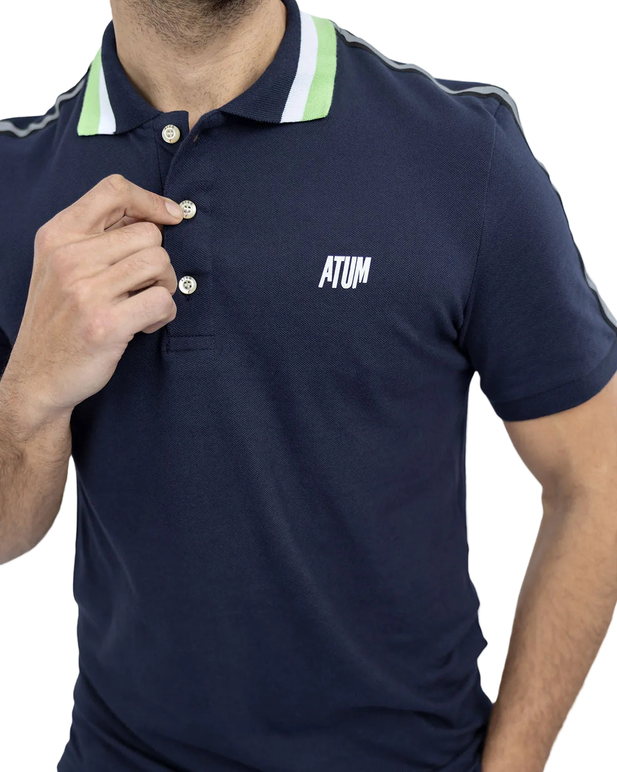 Stripped Neck Navy Polo Shirt