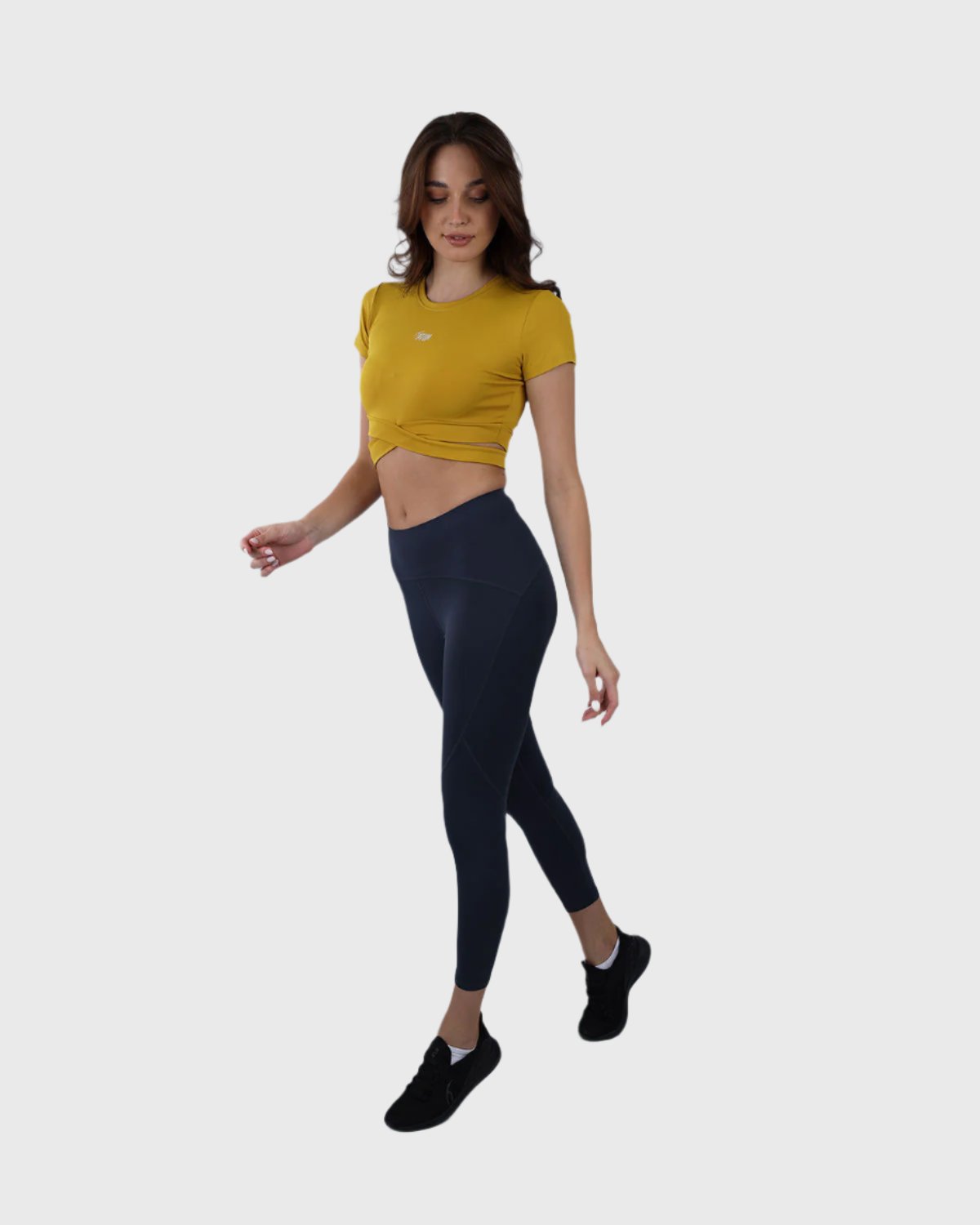 Twisted Short Sleeves Yellow Crop Top-Atum -18563910