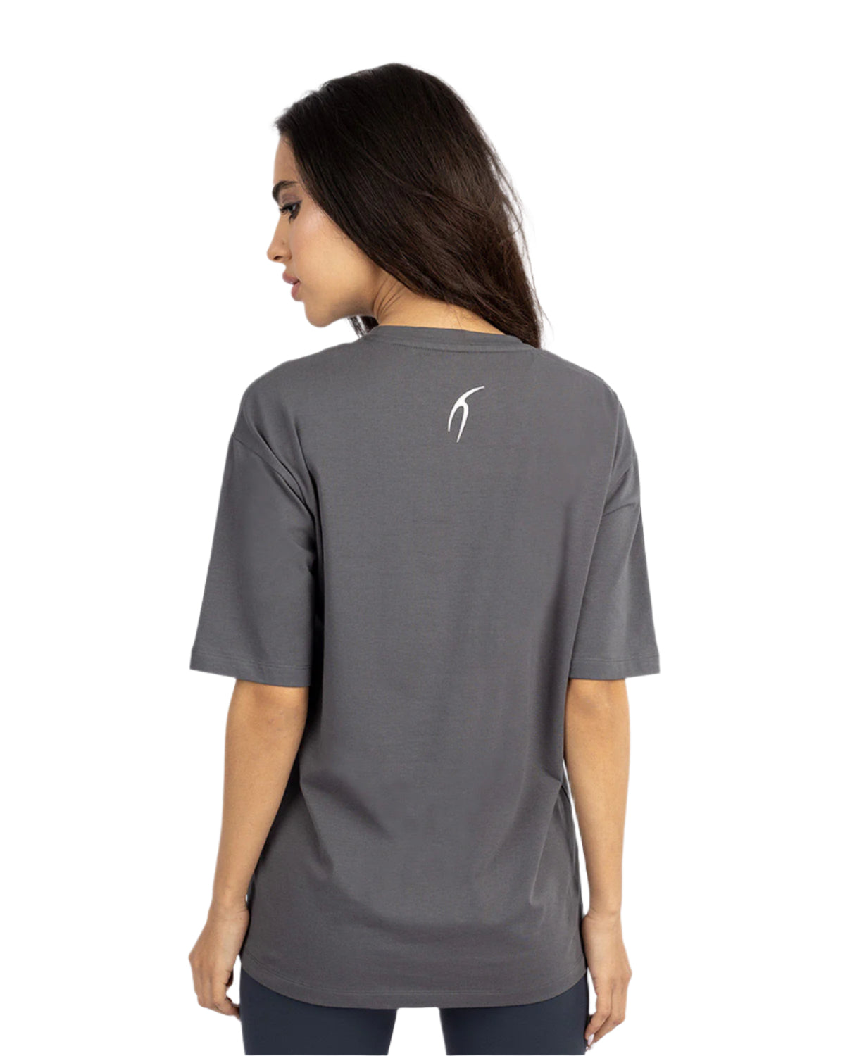 Oversize Printed Women's Gray T-Shirt-Atum -94920218