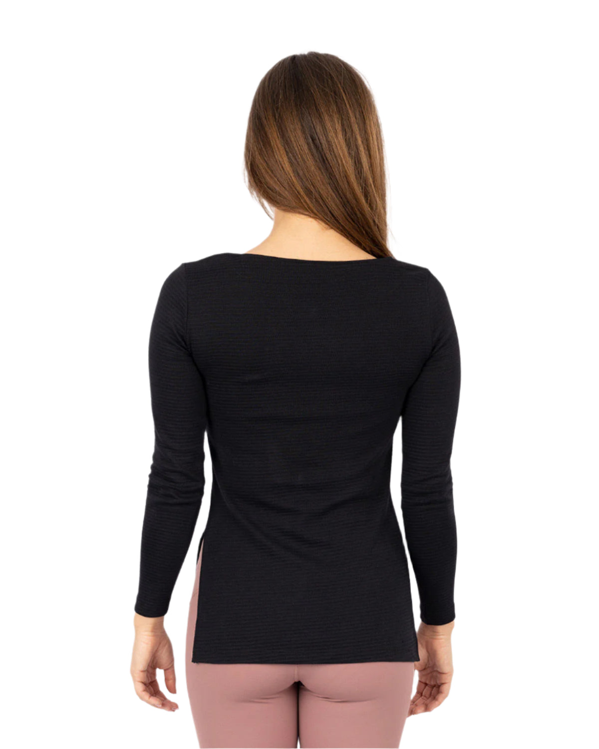 Cotton Rib Long Sleeve Black T-Shirt-Atum -10994038