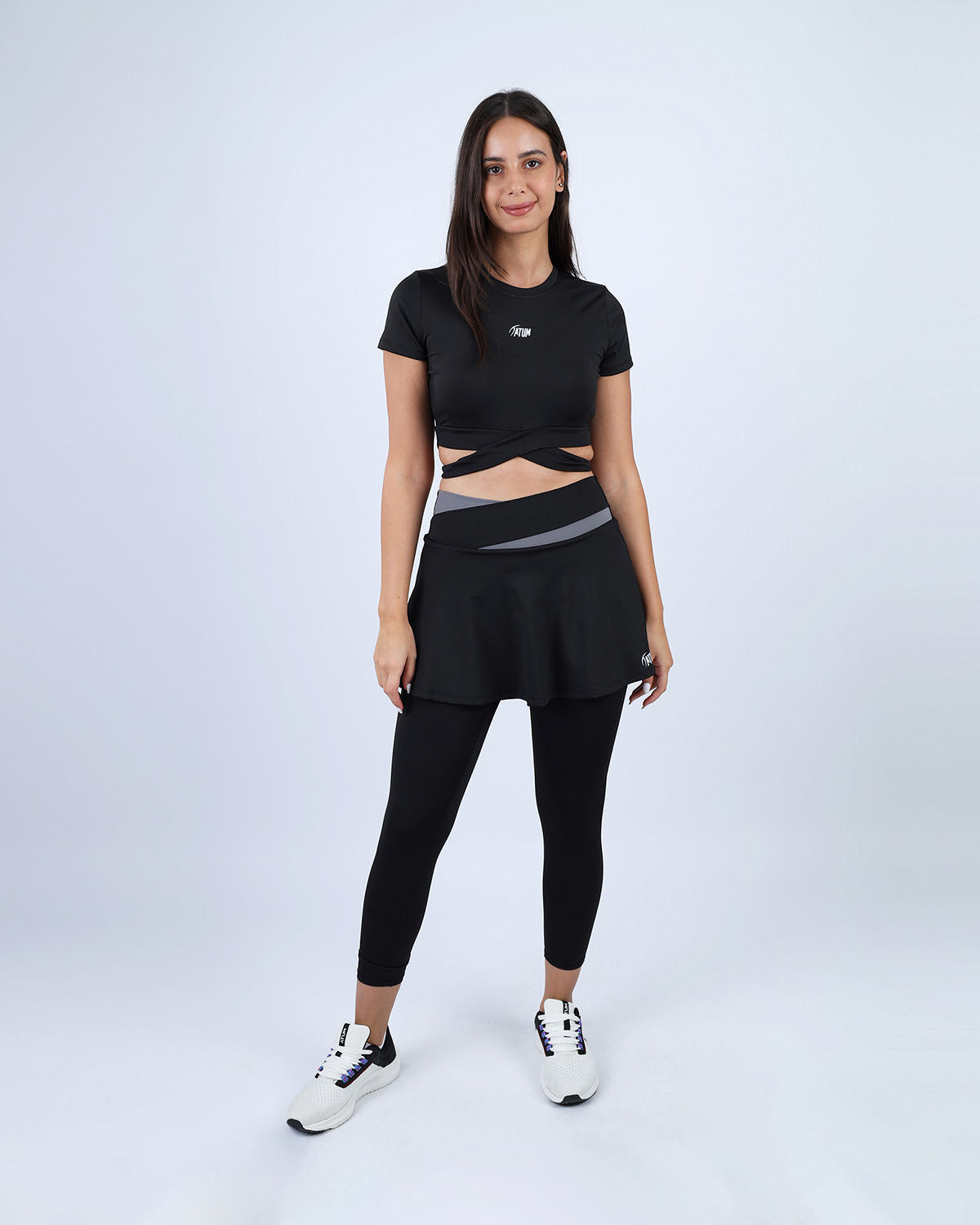 Twisted Short Sleeves Black Crop Top-Atum -25594081