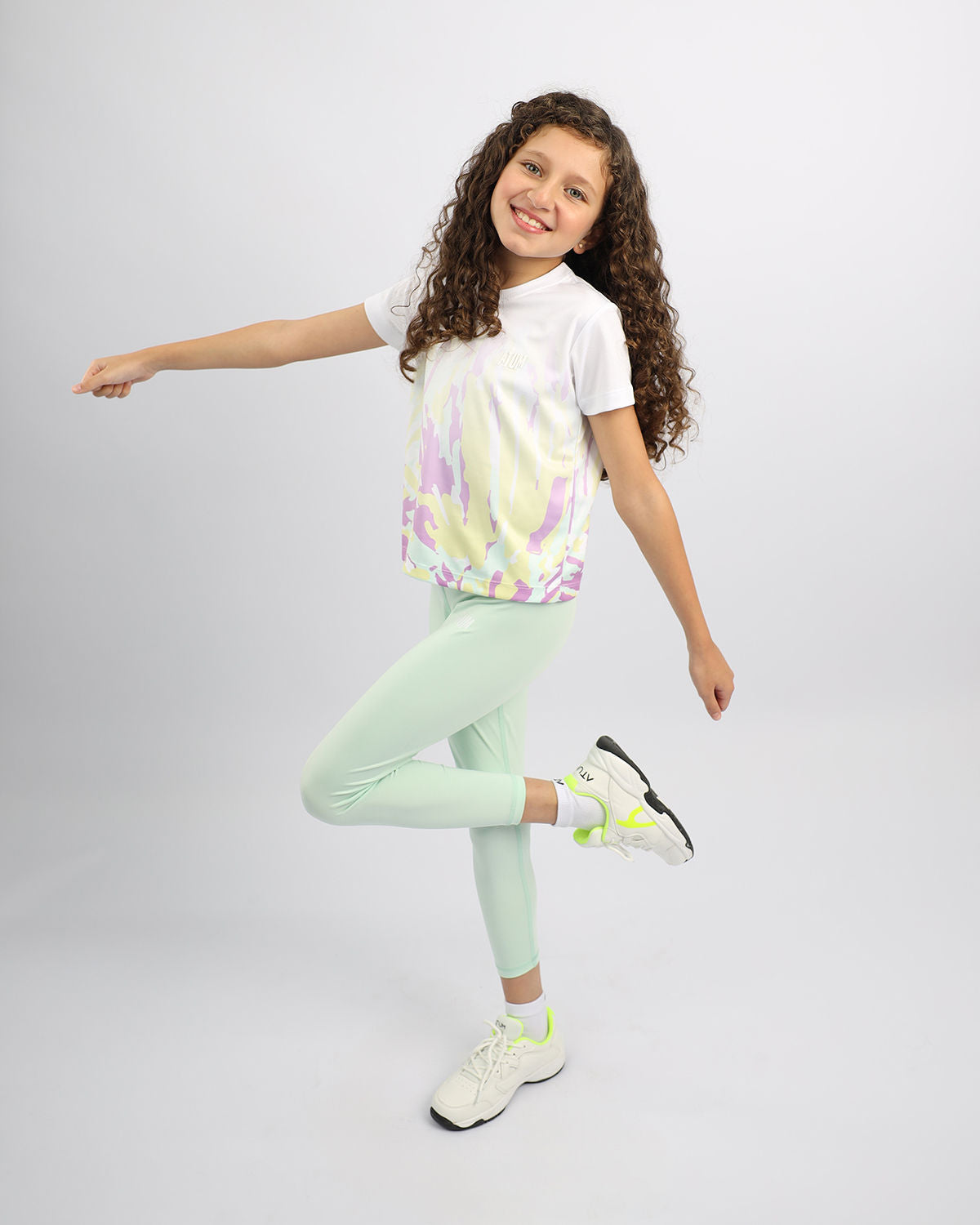 Girl's Floral Mint Leggings-Atum -74507623