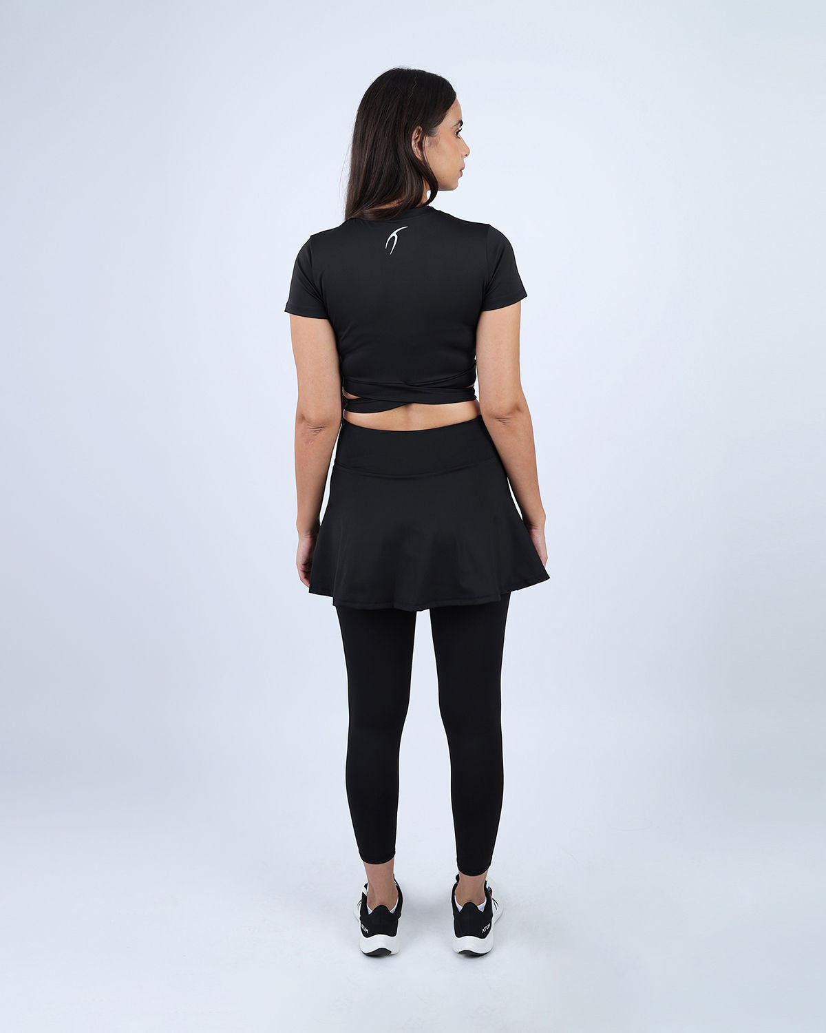 Twisted Short Sleeves Black Crop Top-Atum -56810796