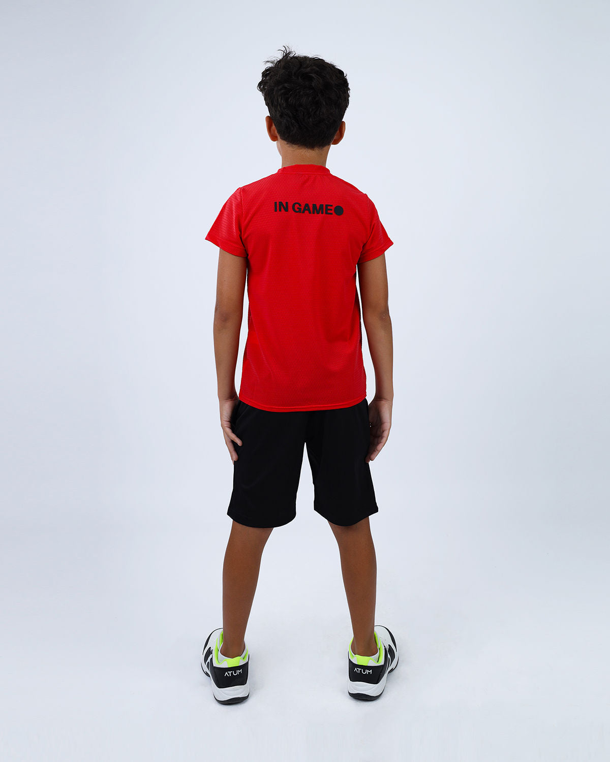 Crew Neck Short Sleeve Red Breathable Top-Atum -77730716