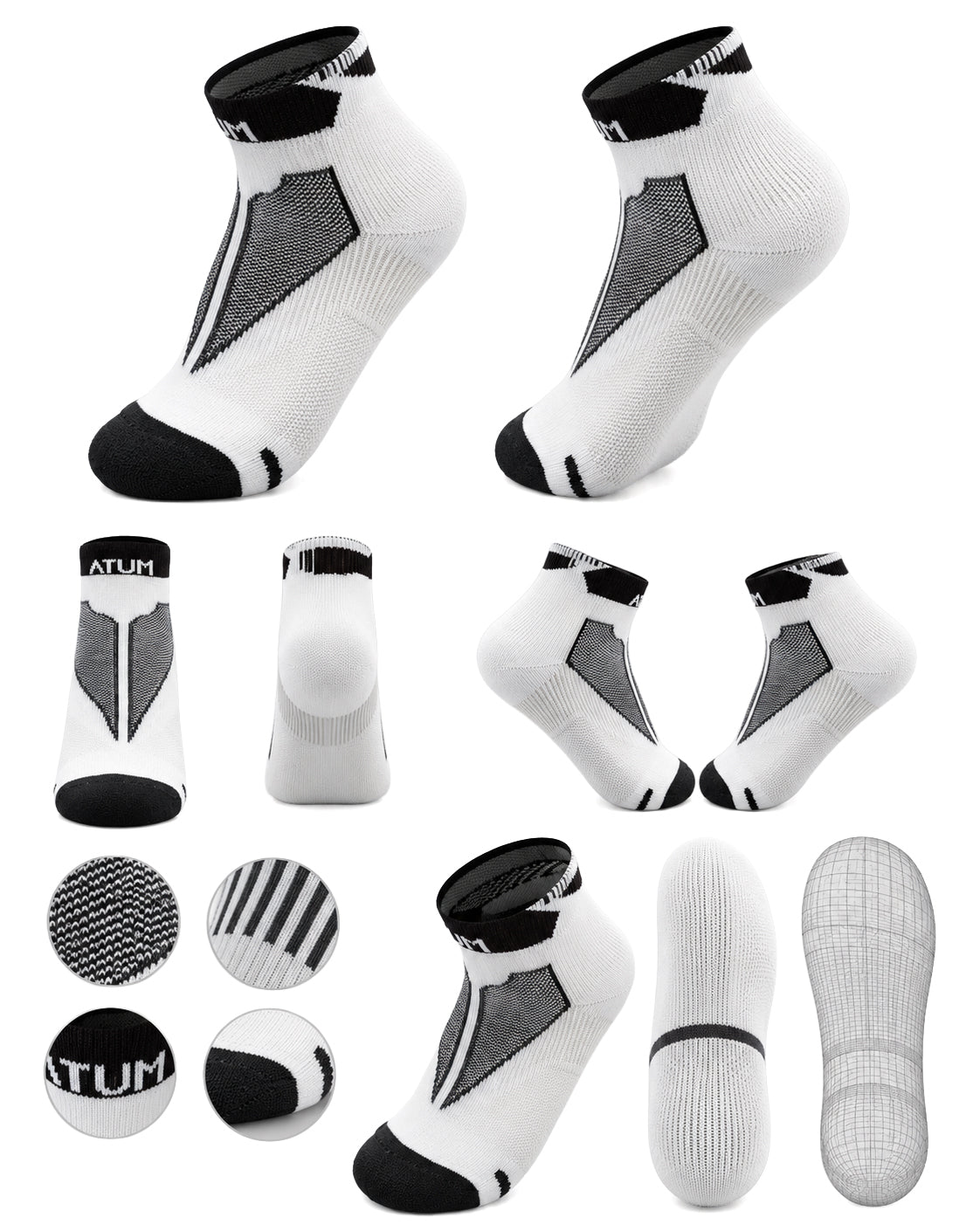 Adults Unisex Low-Cut White Training Socks-Atum -93616954