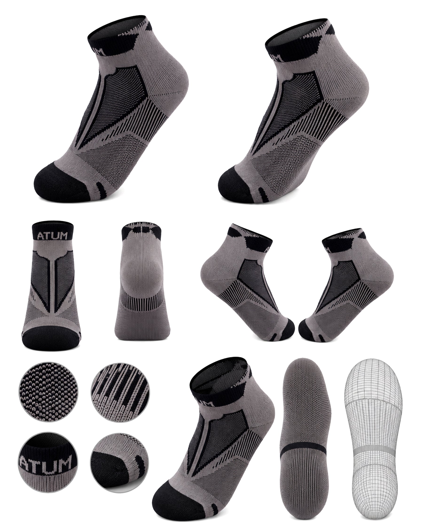 Adults Unisex Low-Cut Gray Training Socks-Atum -38065800