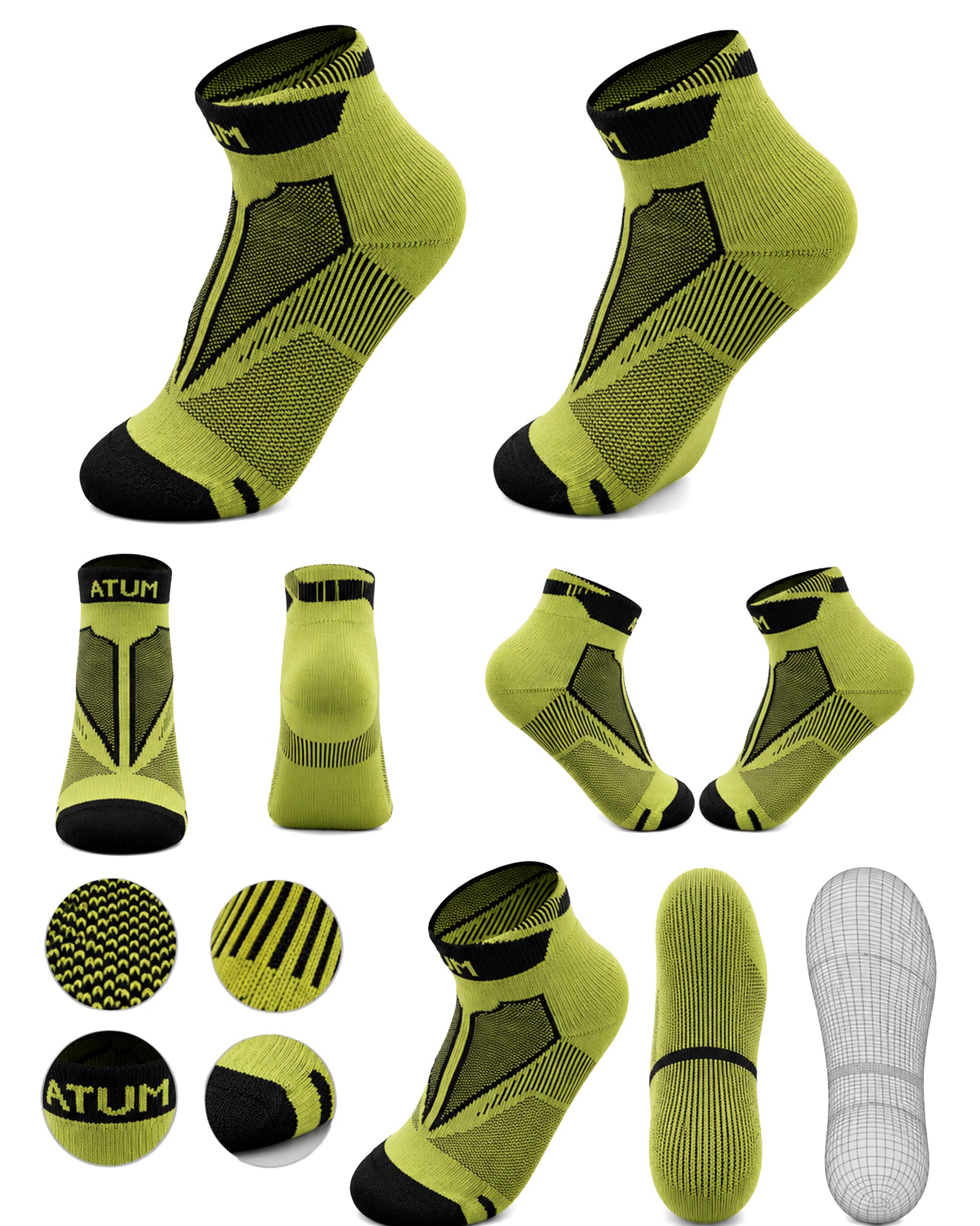 Kids Low-Cut Green Training Socks-Atum -21032585