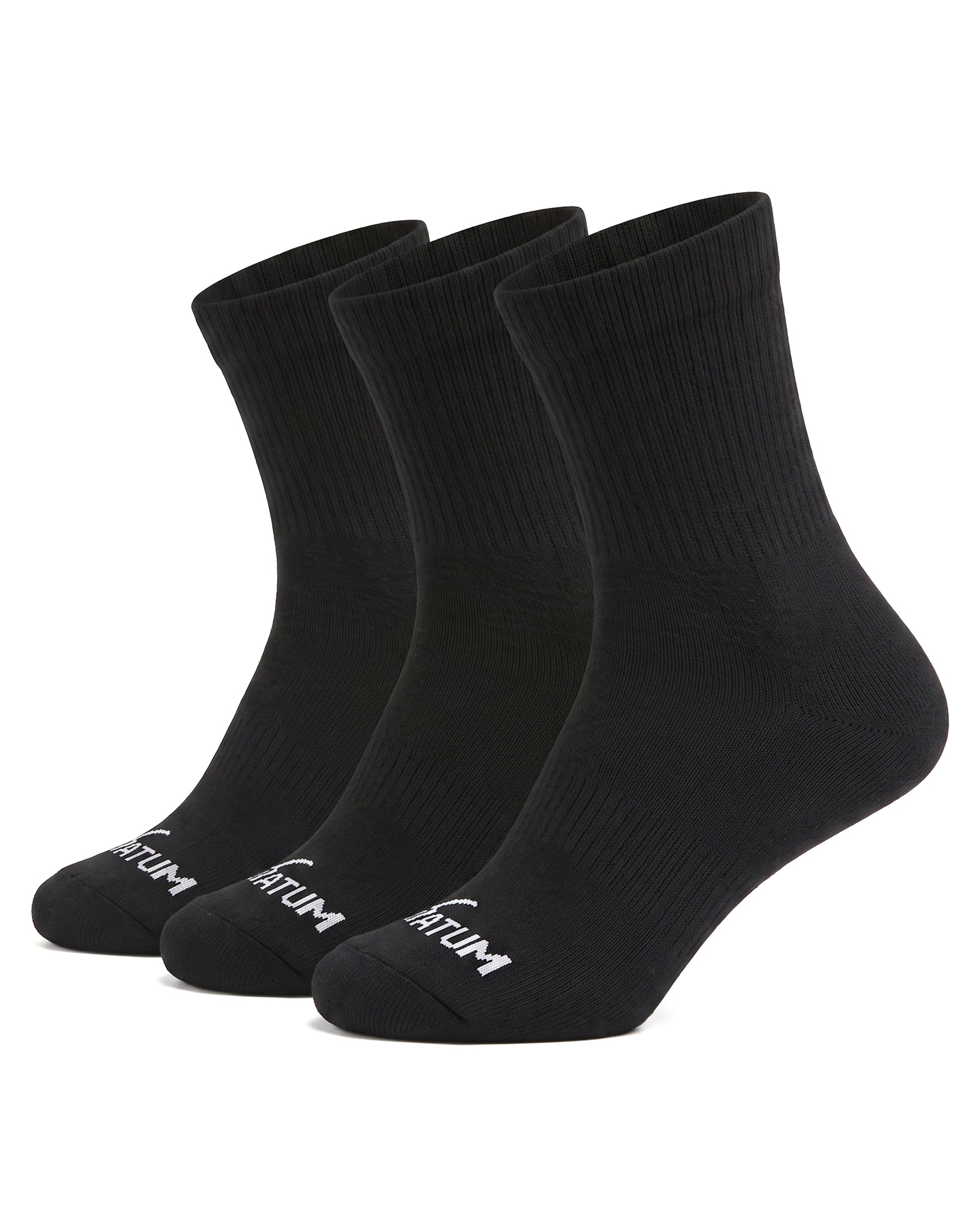 Kids Mid-Crew Black Socks-Pack of 3-Atum -26976949