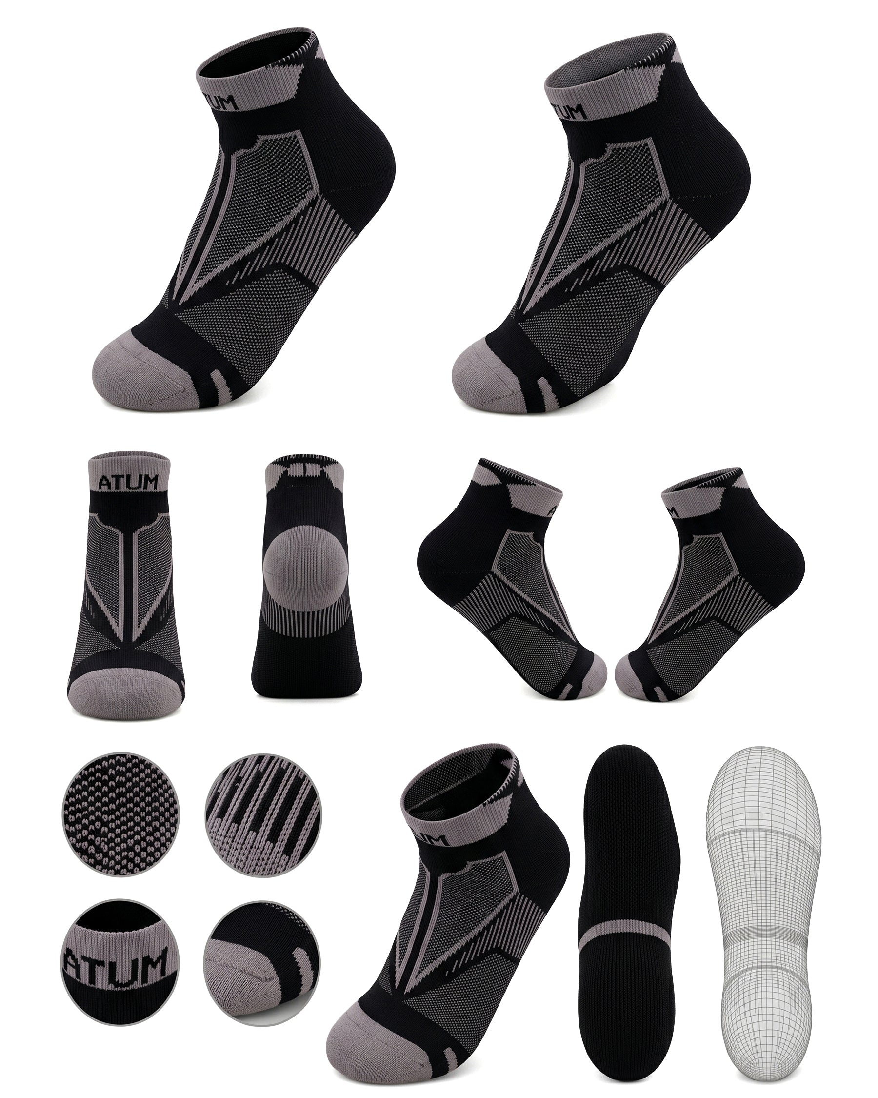 Adults Unisex Low-Cut Black Training Socks-Atum -47207446