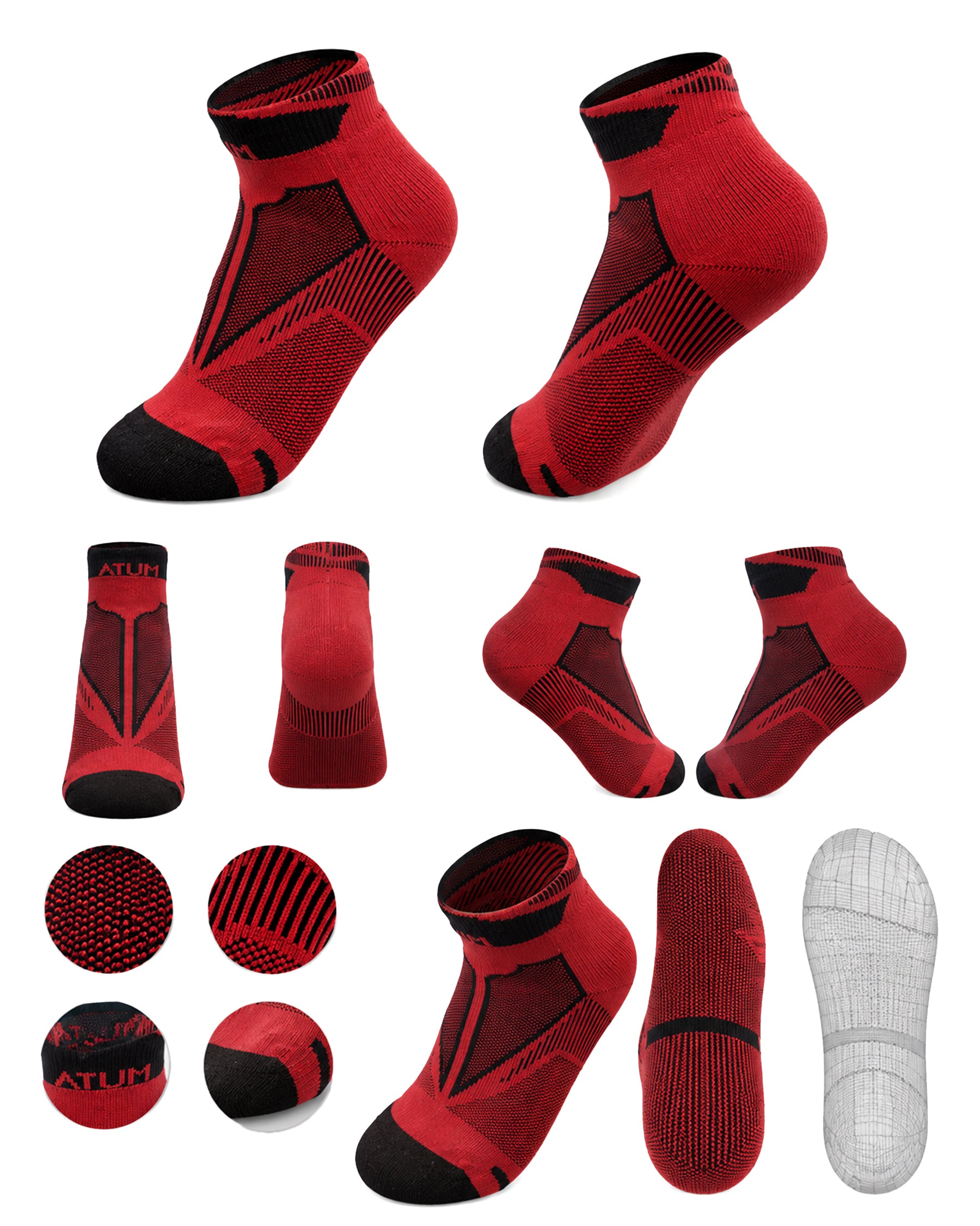 Adults Unisex Low-Cut Red Training Socks-Atum -12916389