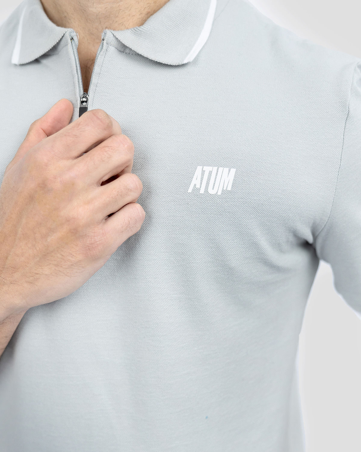 Men's Gray Polo Shirt-Atum -73884186