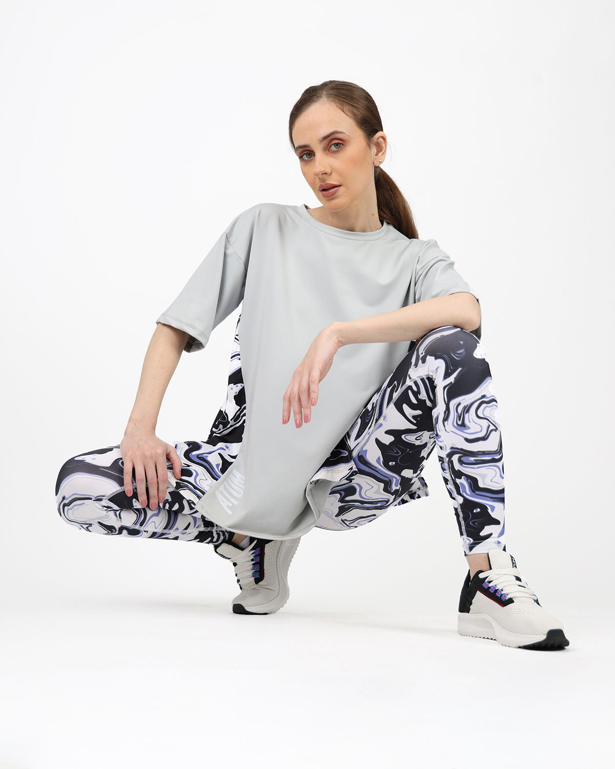 Women's Oversized Gray T-Shirt-Atum -38003684