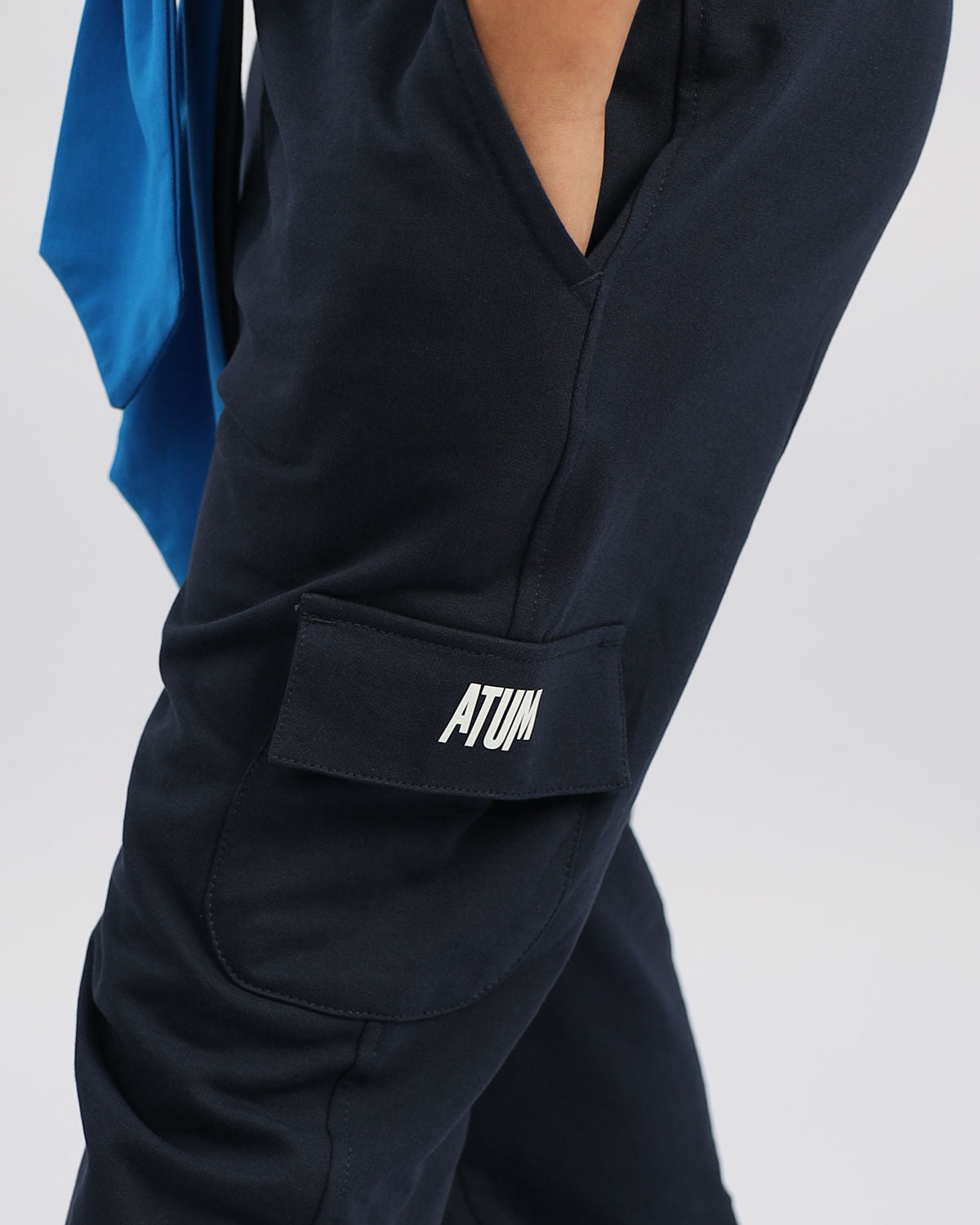 Girl's Basic Navy Sweatpants-Atum -18384193