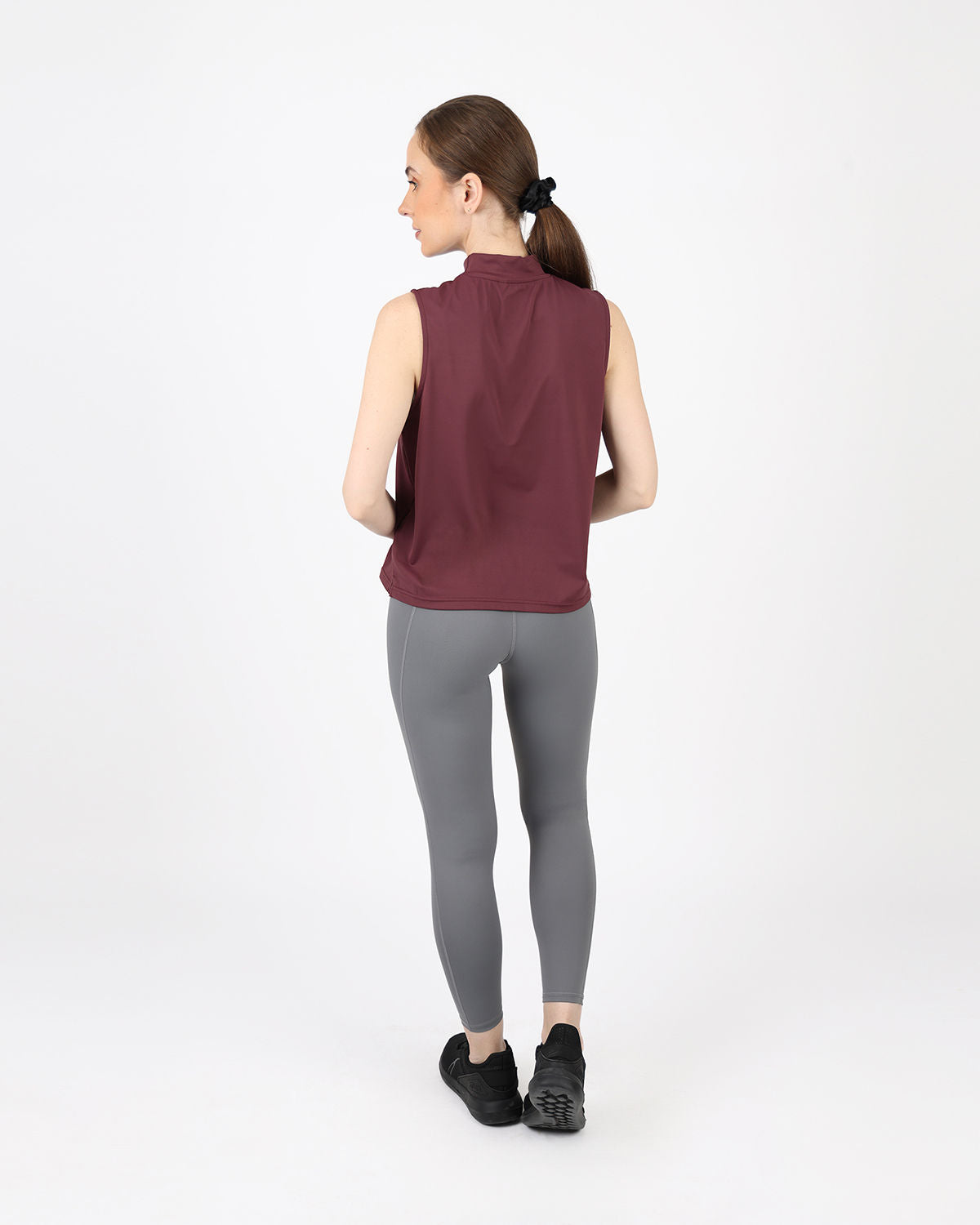 Sleeveless Training Burgundy Tank Top-Atum -864165