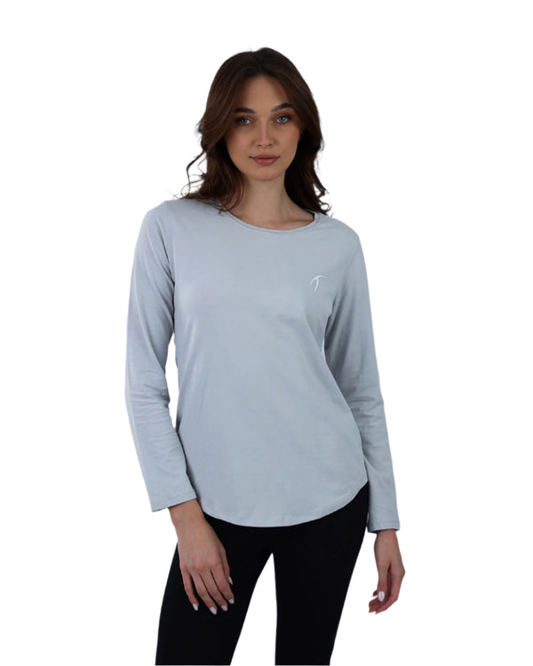 Basic Long Sleeve Gray T-Shirt-Atum -2975019
