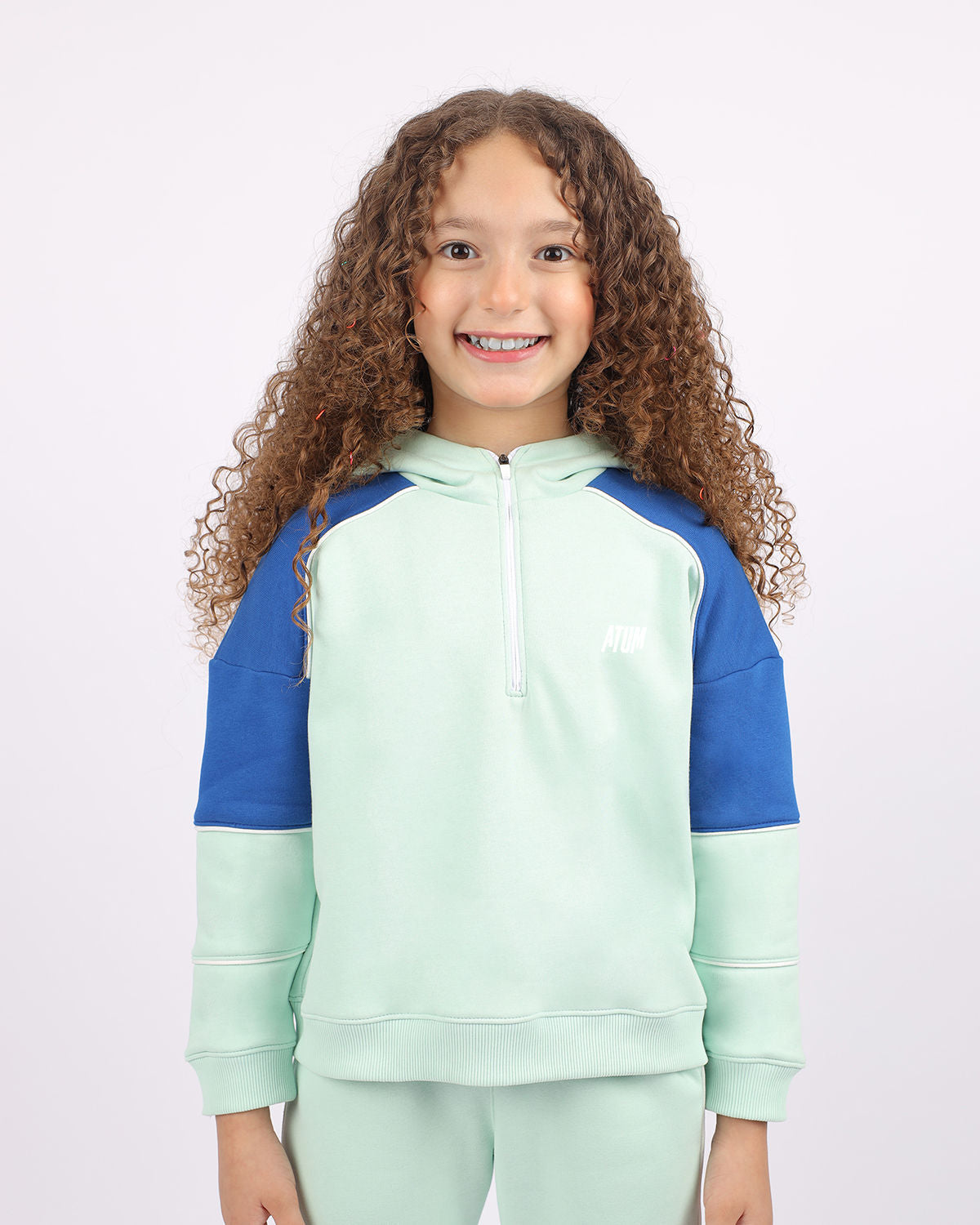 Girl's Quarter Mint Zip Hoodie-Atum -67293686