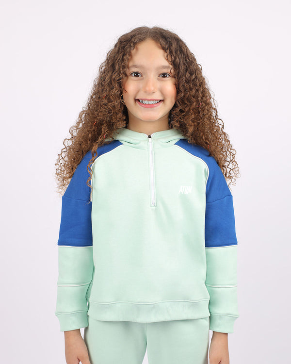 Girl's Quarter Mint Zip Hoodie-Atum -67293686