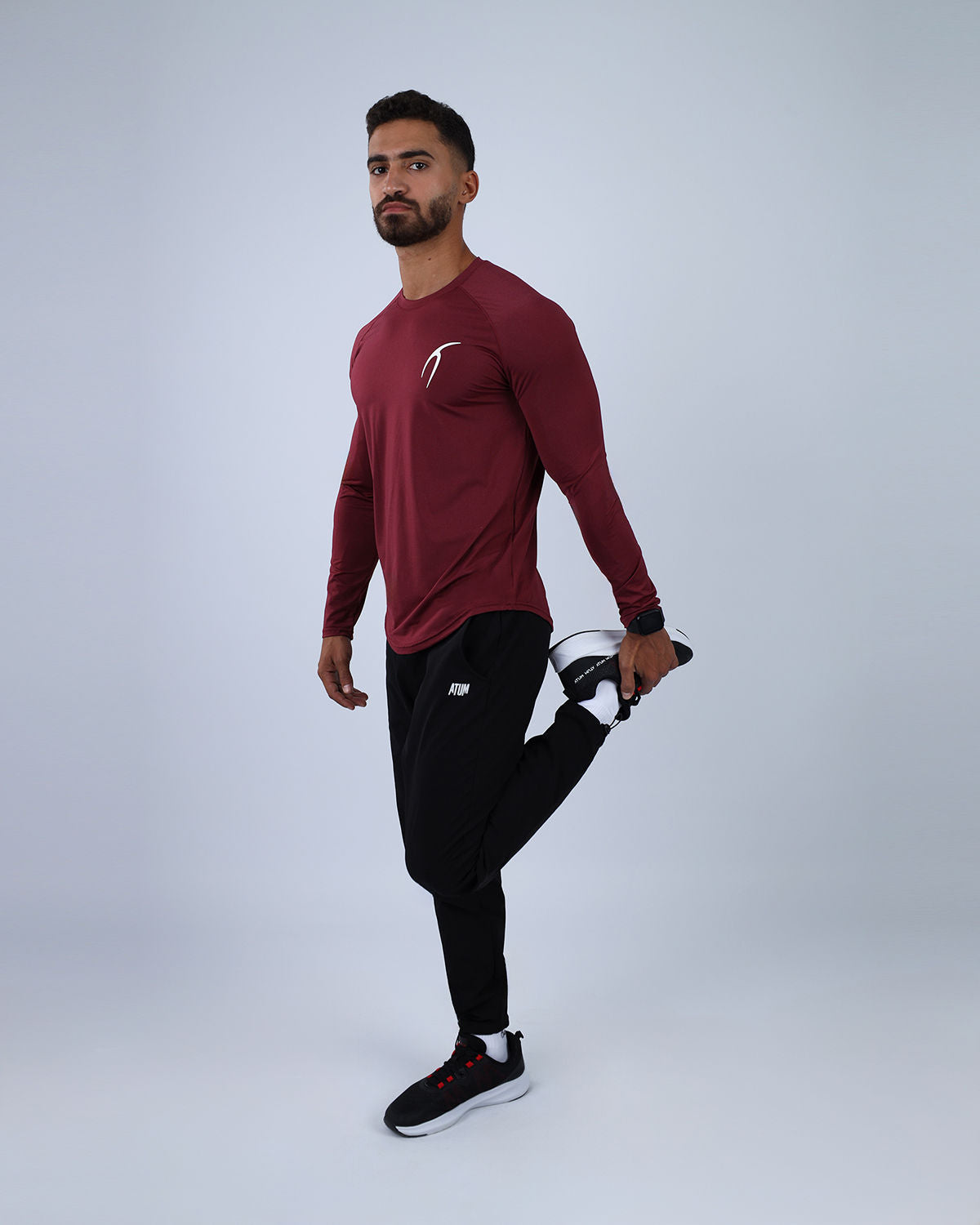 Long Sleeve Running Burgundy Tee-Atum -85333264