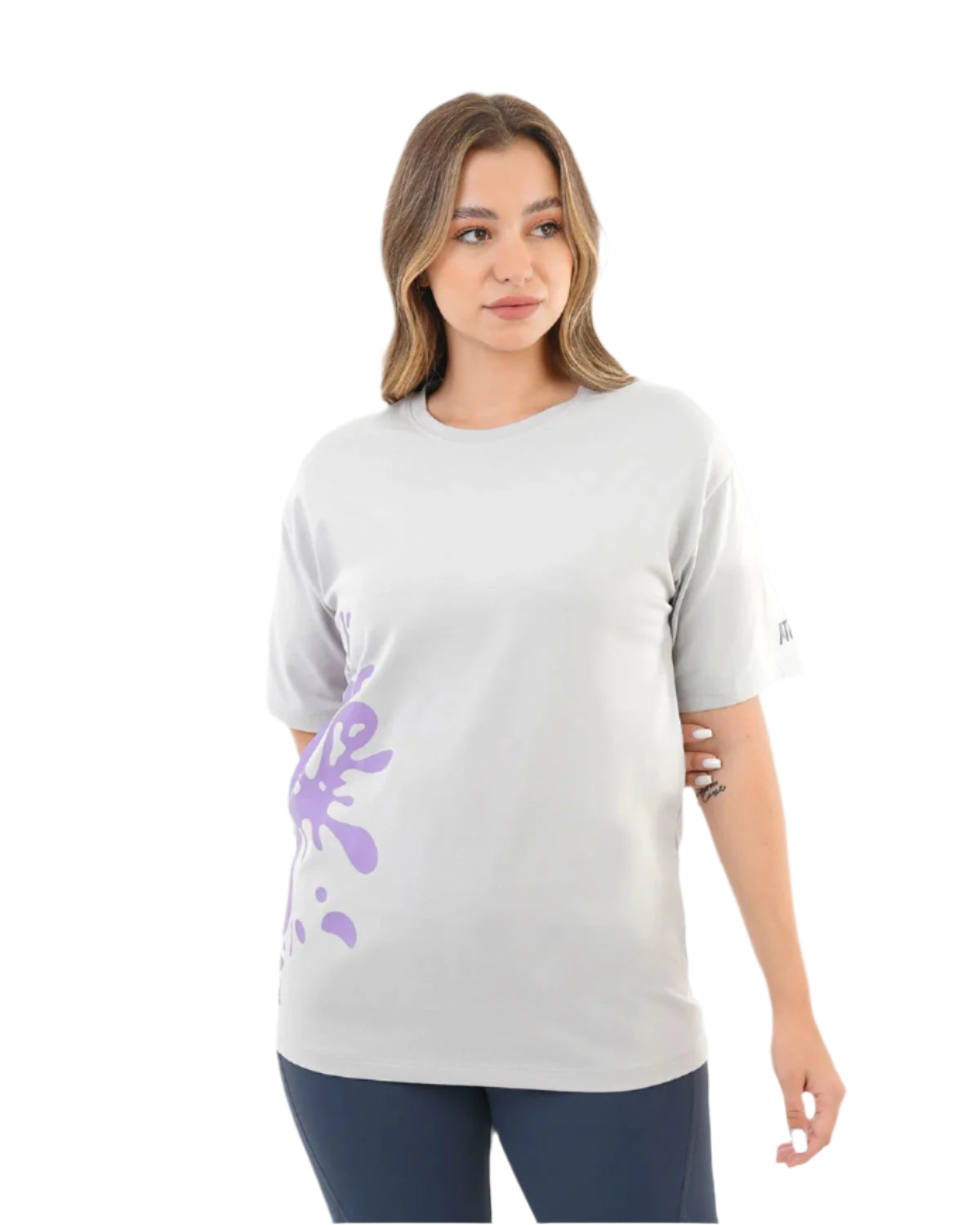 Oversized Splash Gray T-Shirt-Atum -50745536