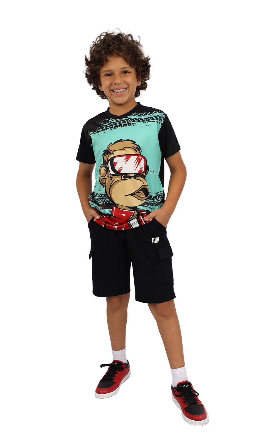 Monkey Graphic Boy's Black T-Shirt-Atum -32328727