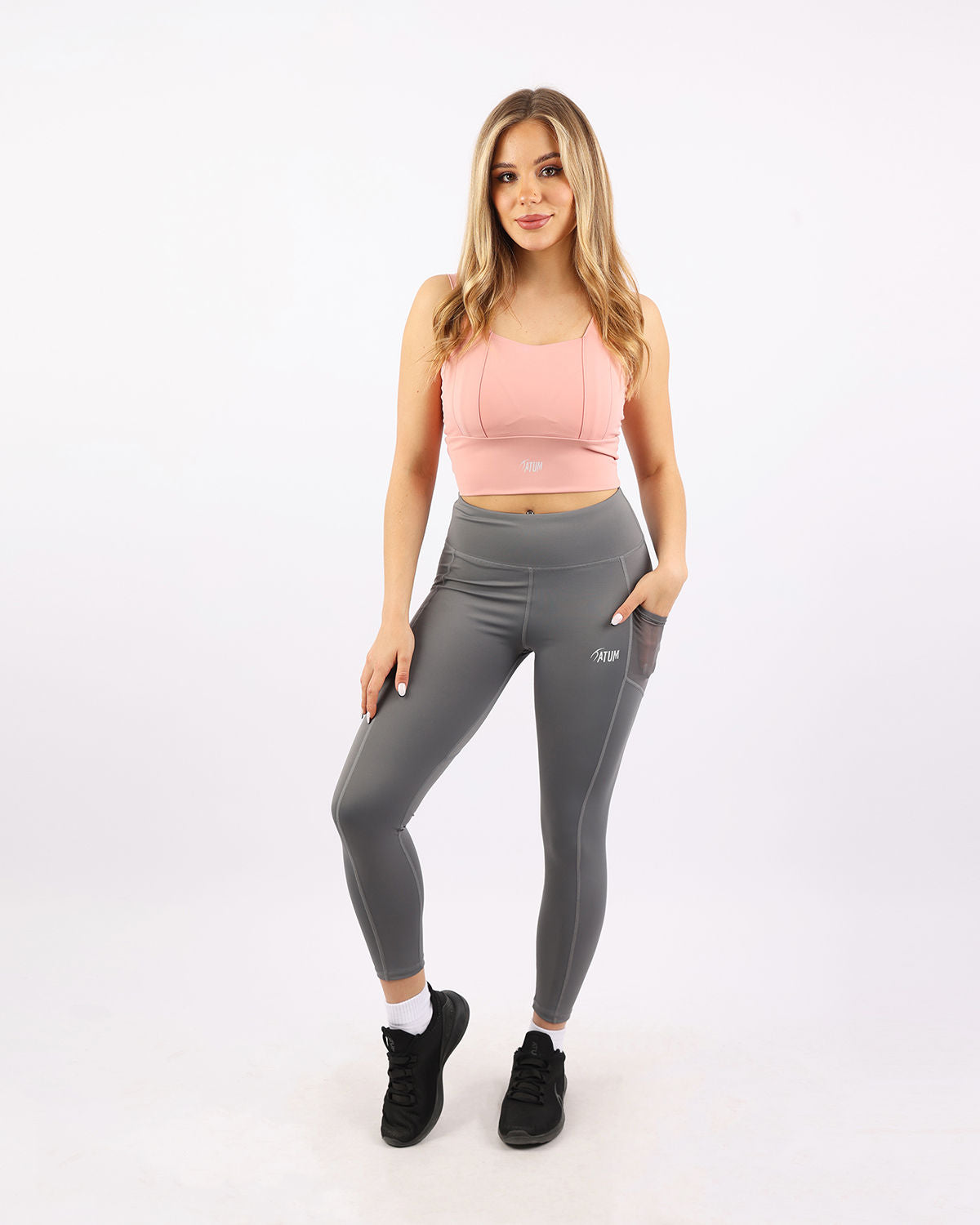 Pocket Flex Capri Gray Leggings-Atum -21503551